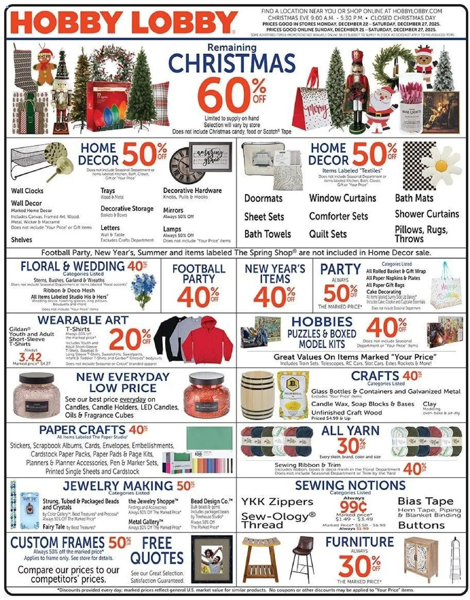 Hobby Lobby Weekly Ad - valid from 21.12.2025 | Page: 1