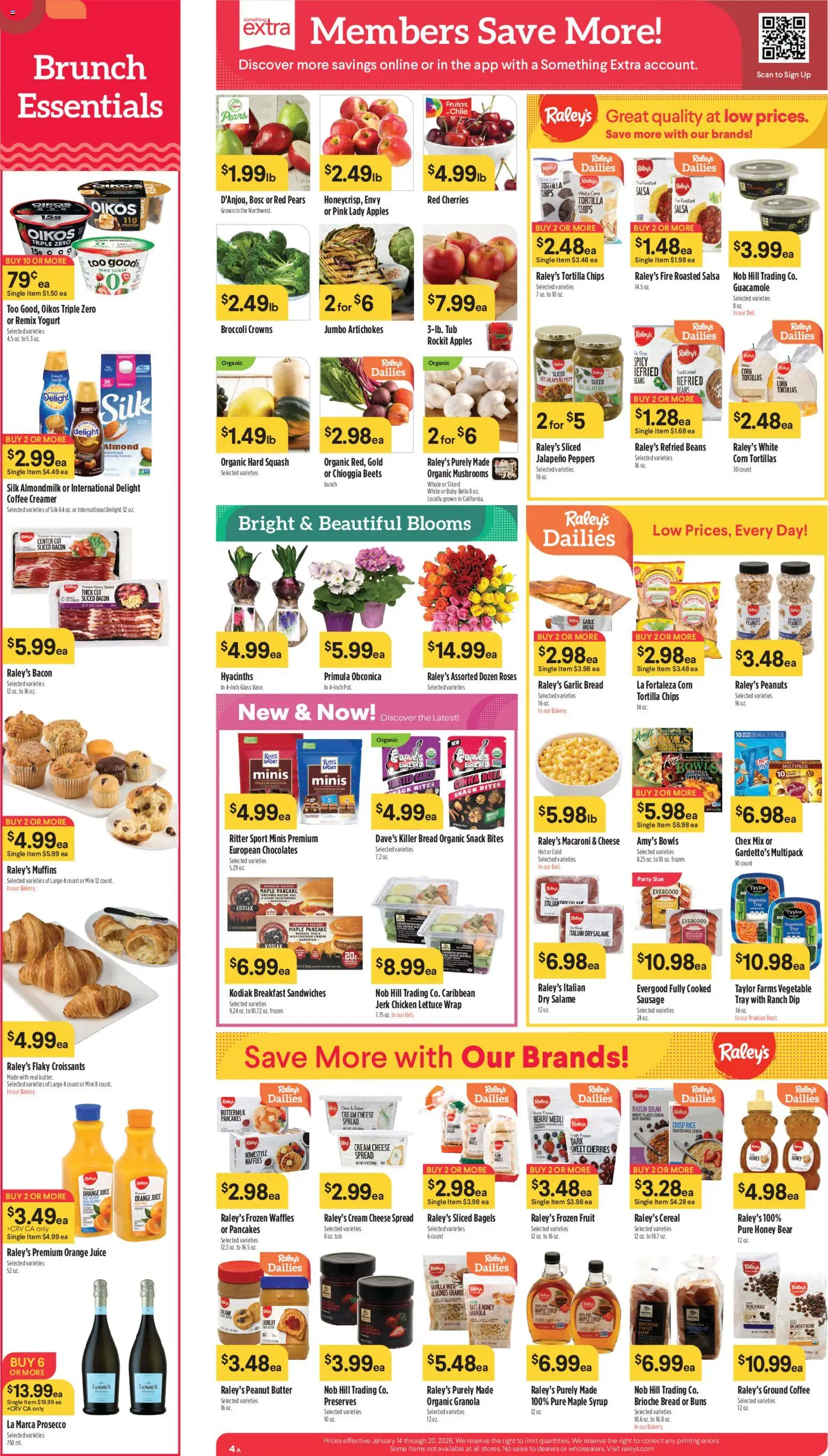 Raley's Weekly Ad - valid from 14.01.2026 | Page: 4 | Products: Broccoli, Apples, Pepper, Sausage