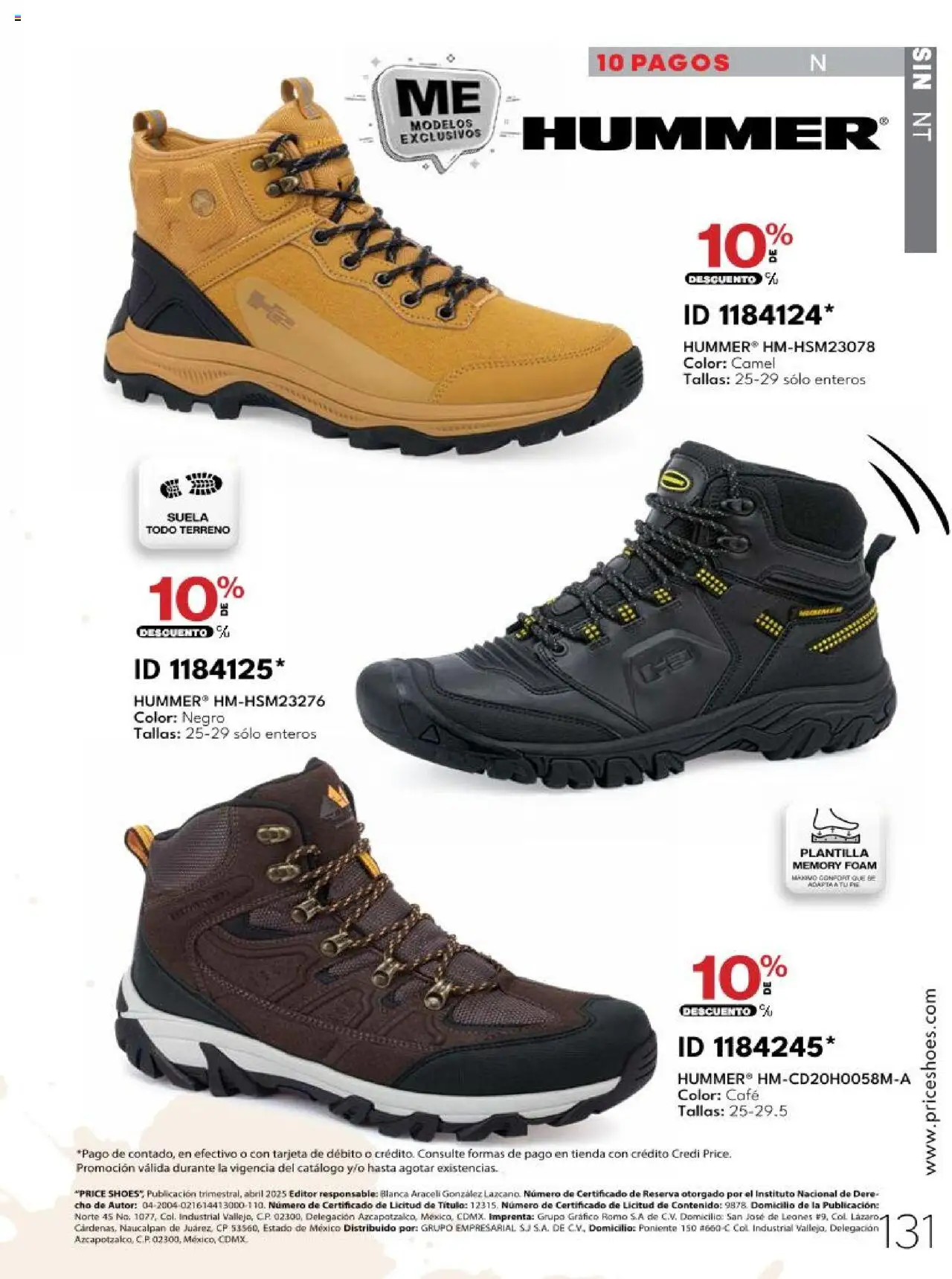 Nuevas ofertas de Price Shoes válidas en toda la República Mexicana desde el 28.04.2025. ¡Encuentra las mejores ofertas en Price Shoes catálogo Calzado PV 2025! | Página: 131 | Productos: Col, Café