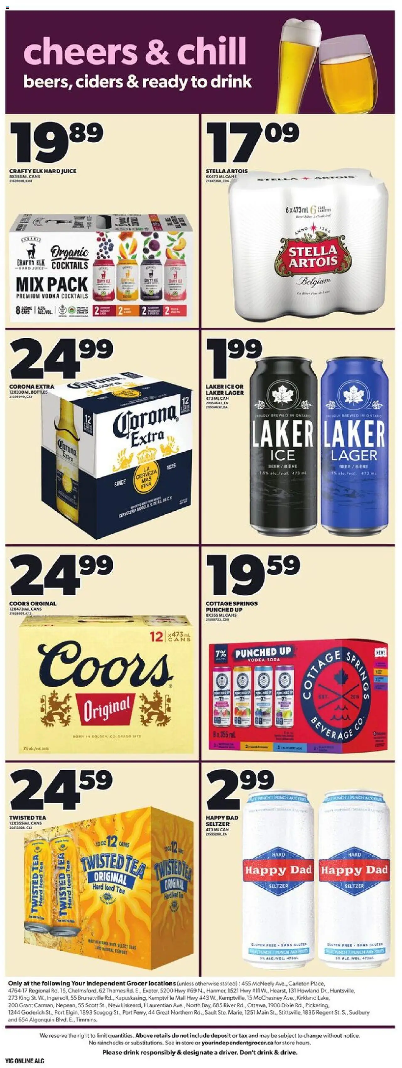 Independent Grocer flyer valid from 02.10.2025 | Page: 14 | Products: Tea, Vodka, Juice, Beer