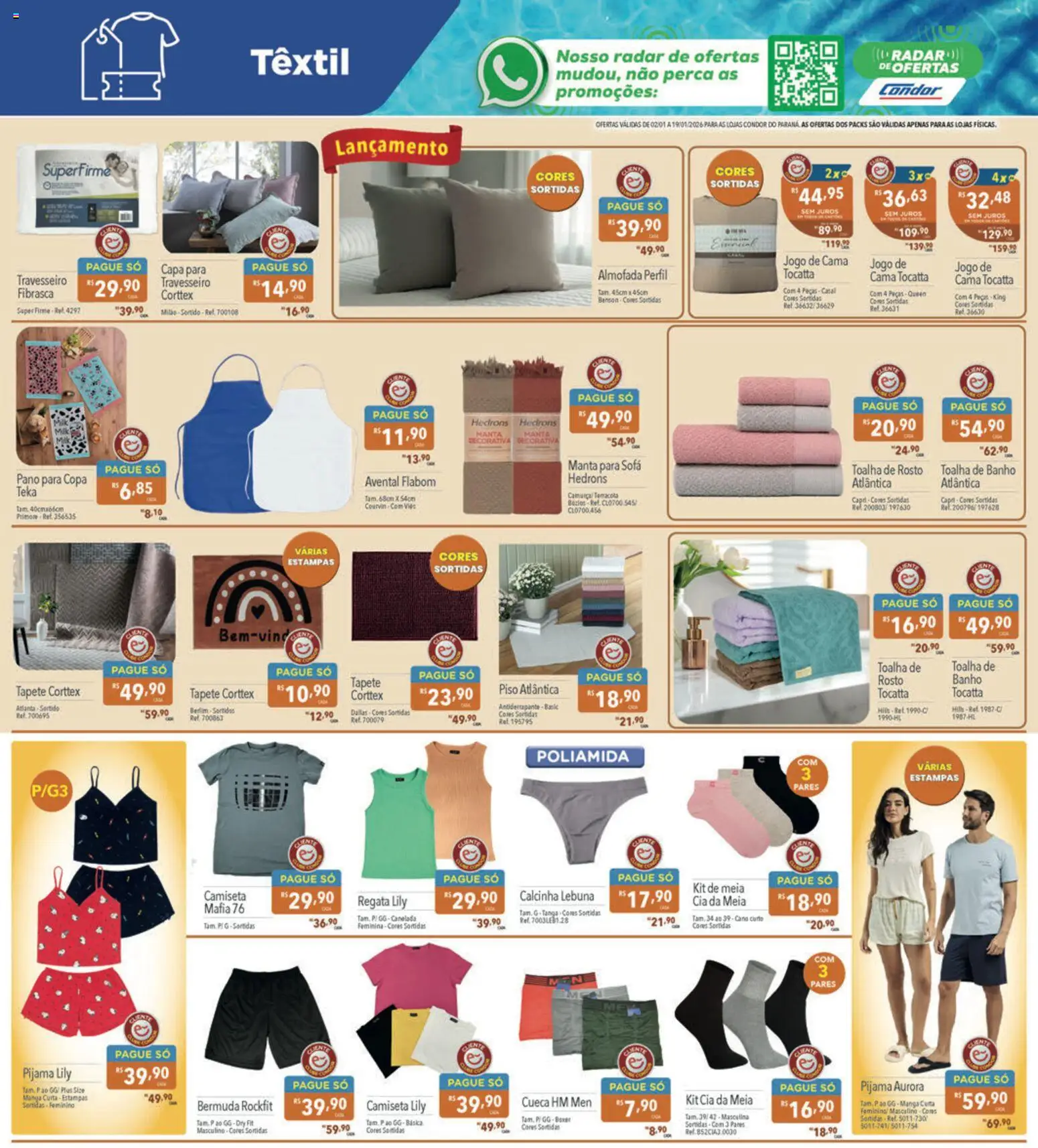 Supermercados Condor Folheto - válido de 02.01.2026 | Página: 26 | Produtos: Piso, Travesseiro, Cama, Avental