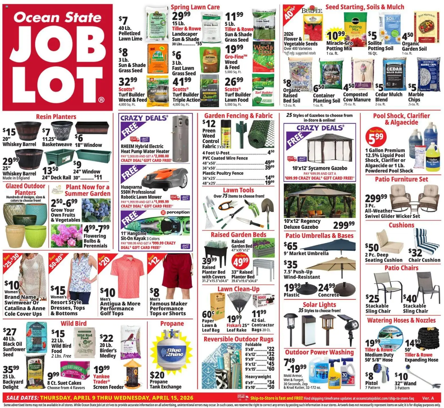 Ocean State Job Lot Weekly Ad - valid from 09.04.2026 | Page: 1 | Products: Whiskey, Water, Poultry, Bag