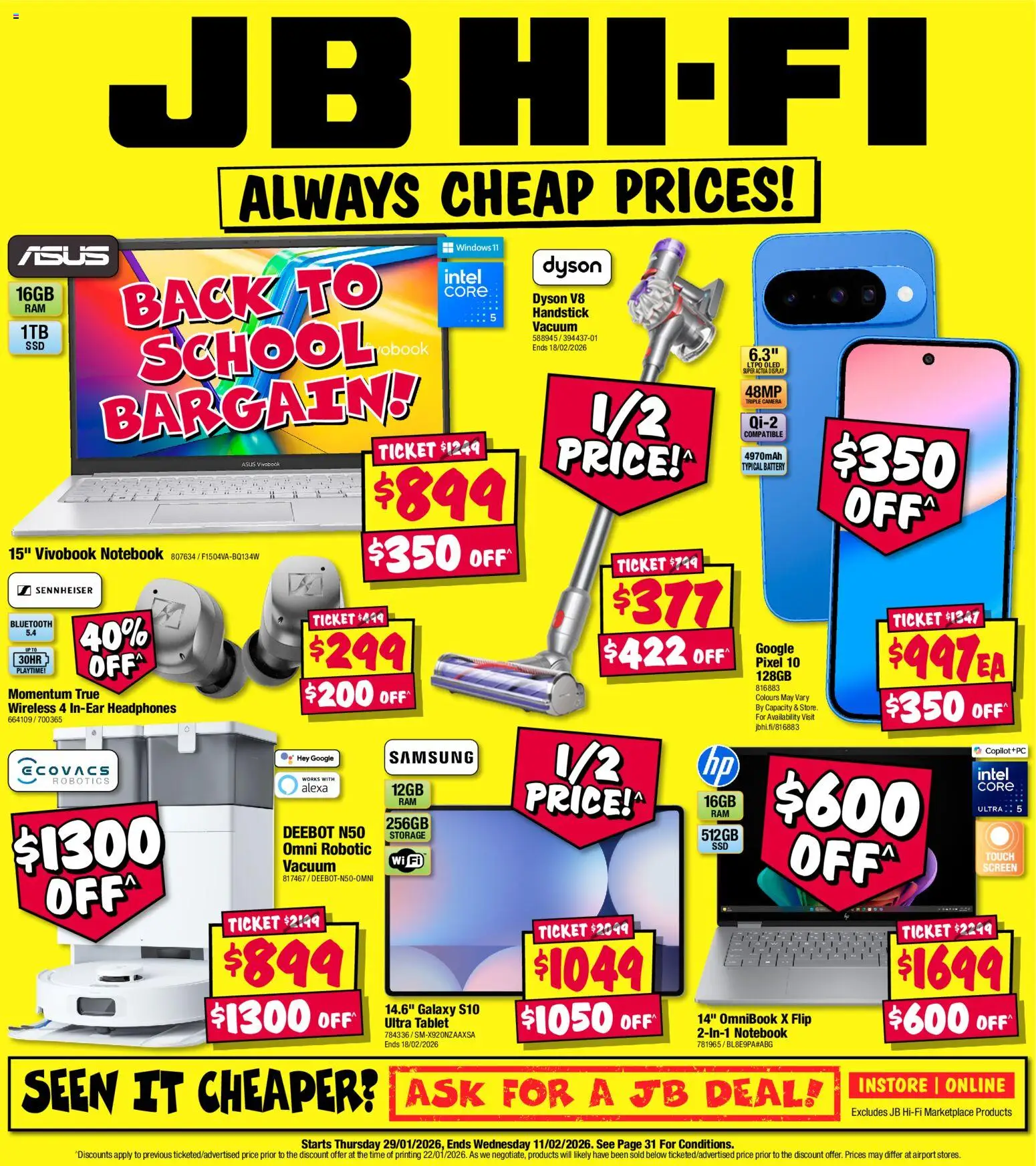 JB Hi-Fi catalogue - valid from 29.01.2026 | Page: 1 | Products: Tablet, Camera, Headphones, Screen