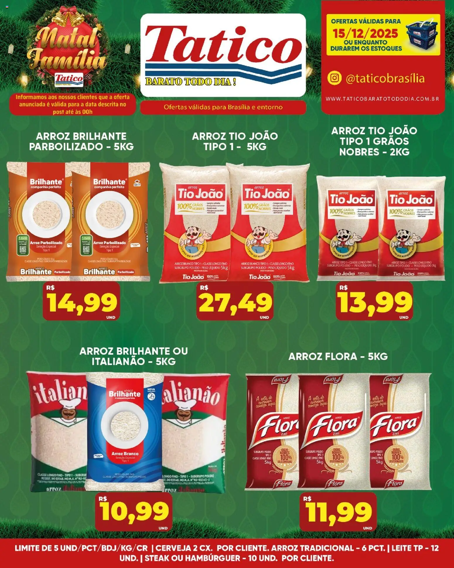 Tatico Folheto - válido de 16.12.2025 | Página: 19 | Produtos: Leite, Cerveja, Arroz, Hambúrguer