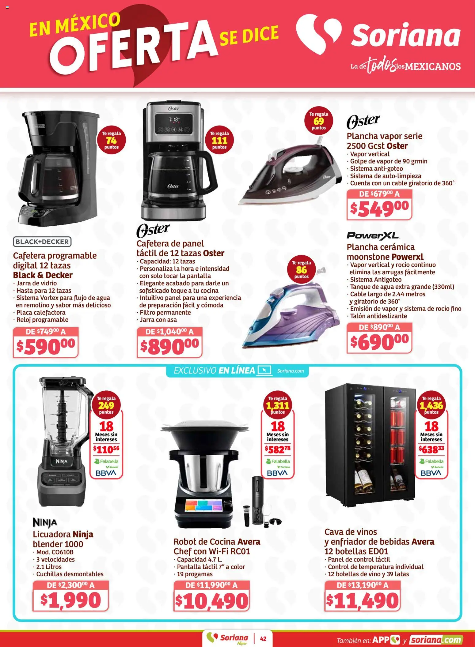 Nuevas ofertas de Soriana válidas en toda la República Mexicana desde el 15.01.2026. ¡Encuentra las mejores ofertas en Soriana - Preciazazaso Híper: Camp, Chia, Oax, Q. Roo, Tab, Yuc! | Página: 43 | Productos: Control remoto, Radiante, Té, Calefactor