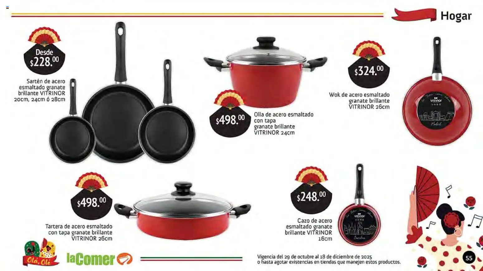 Nuevas ofertas de La Comer válidas en toda la República Mexicana desde el 29.10.2025. ¡Encuentra las mejores ofertas en La Comer folleto Olá, Olé! | Página: 55 | Productos: Sartén, Olla, Wok