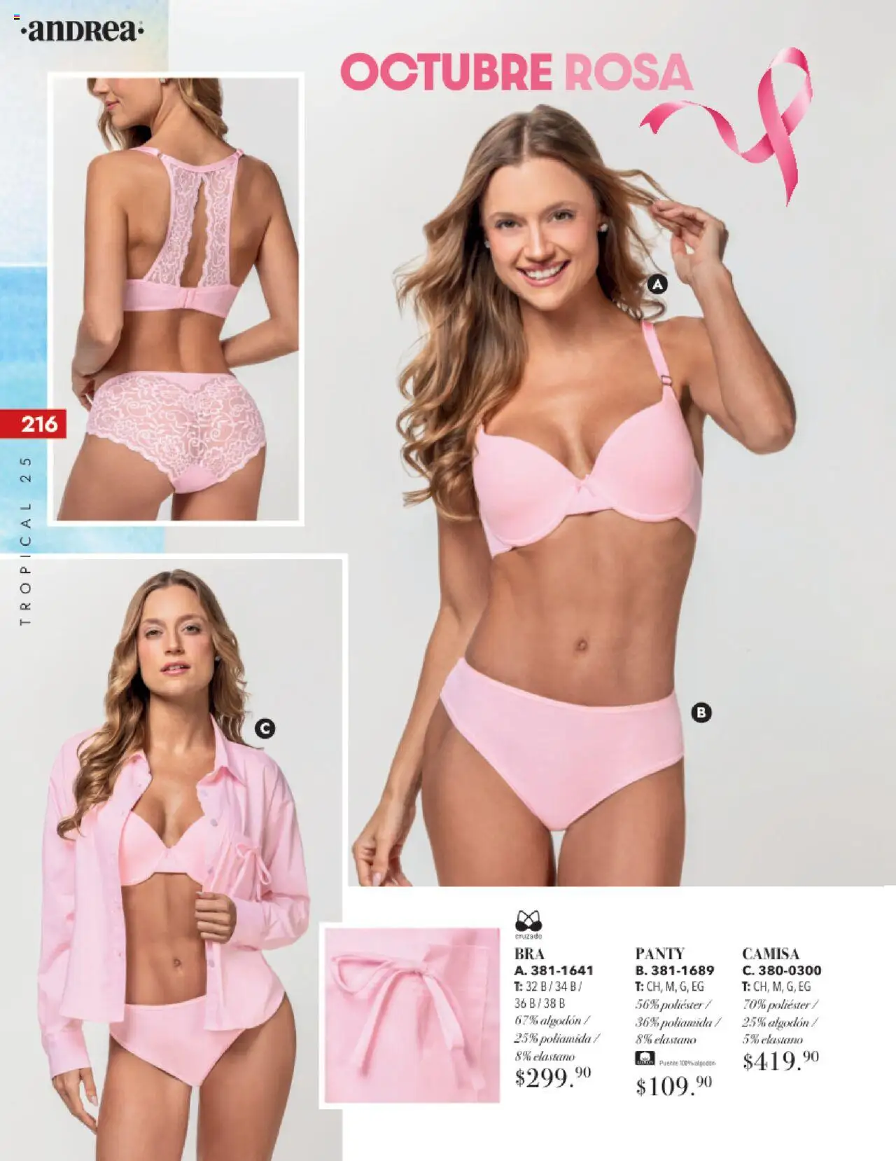 Nuevas ofertas de Andrea válidas en toda la República Mexicana desde el 17.08.2025. ¡Encuentra las mejores ofertas en Andrea - Catálogo Tropical Otoño / Invierno! | Página: 216 | Productos: Camisa, Algodón