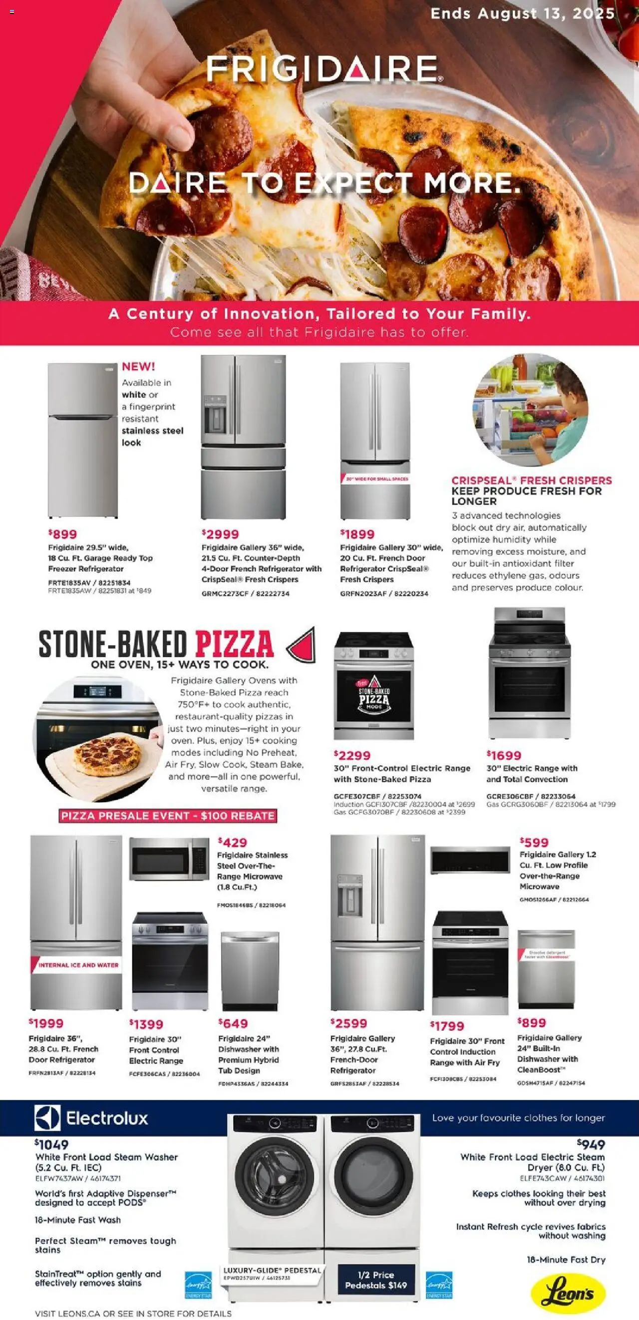 Leon's flyer valid from 31.07.2025 | Page: 7 | Products: Refrigerator, Dryer, Dishwasher, Pizza