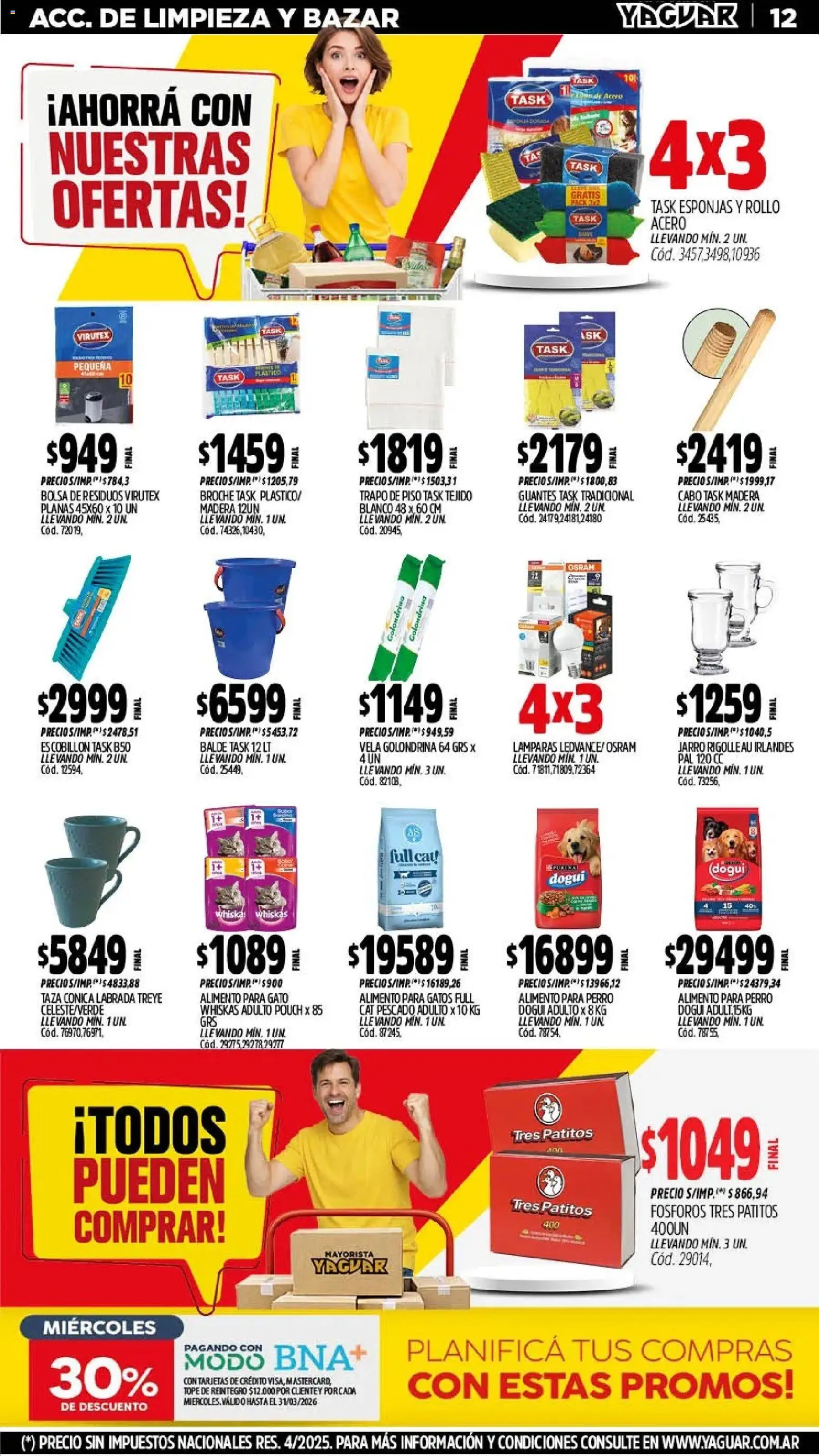 Yaguar - Oferta Semanal Trelew │ válido desde el 02.03.2026 | Página: 12 | Productos: Trapo de piso, Fósforos, Pescado, Escobillon
