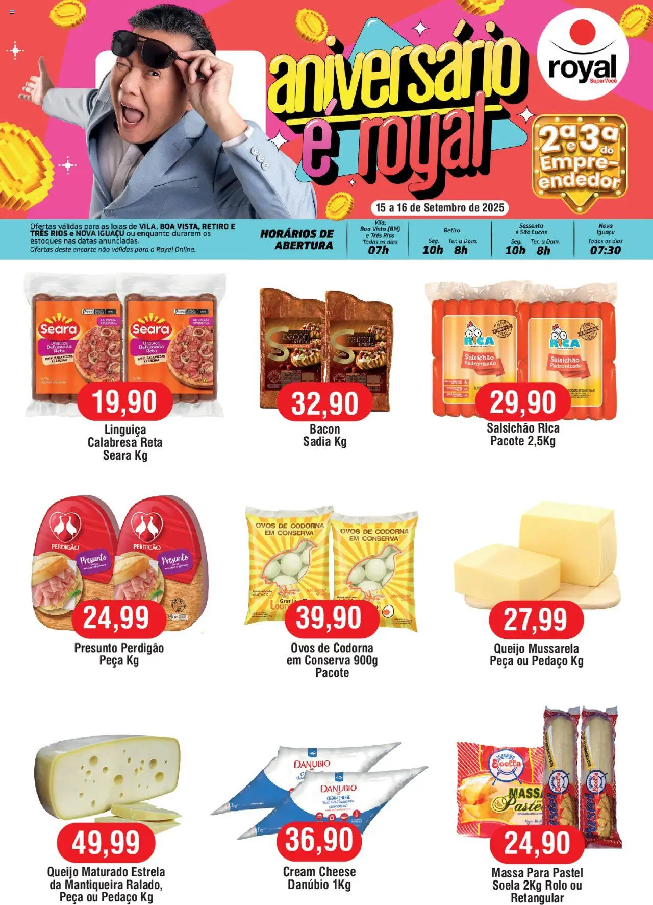 Royal Supermercados Folheto - válido de 15.09.2025 | Página: 1 | Produtos: Queijo, Ovos, Cream cheese, Massa