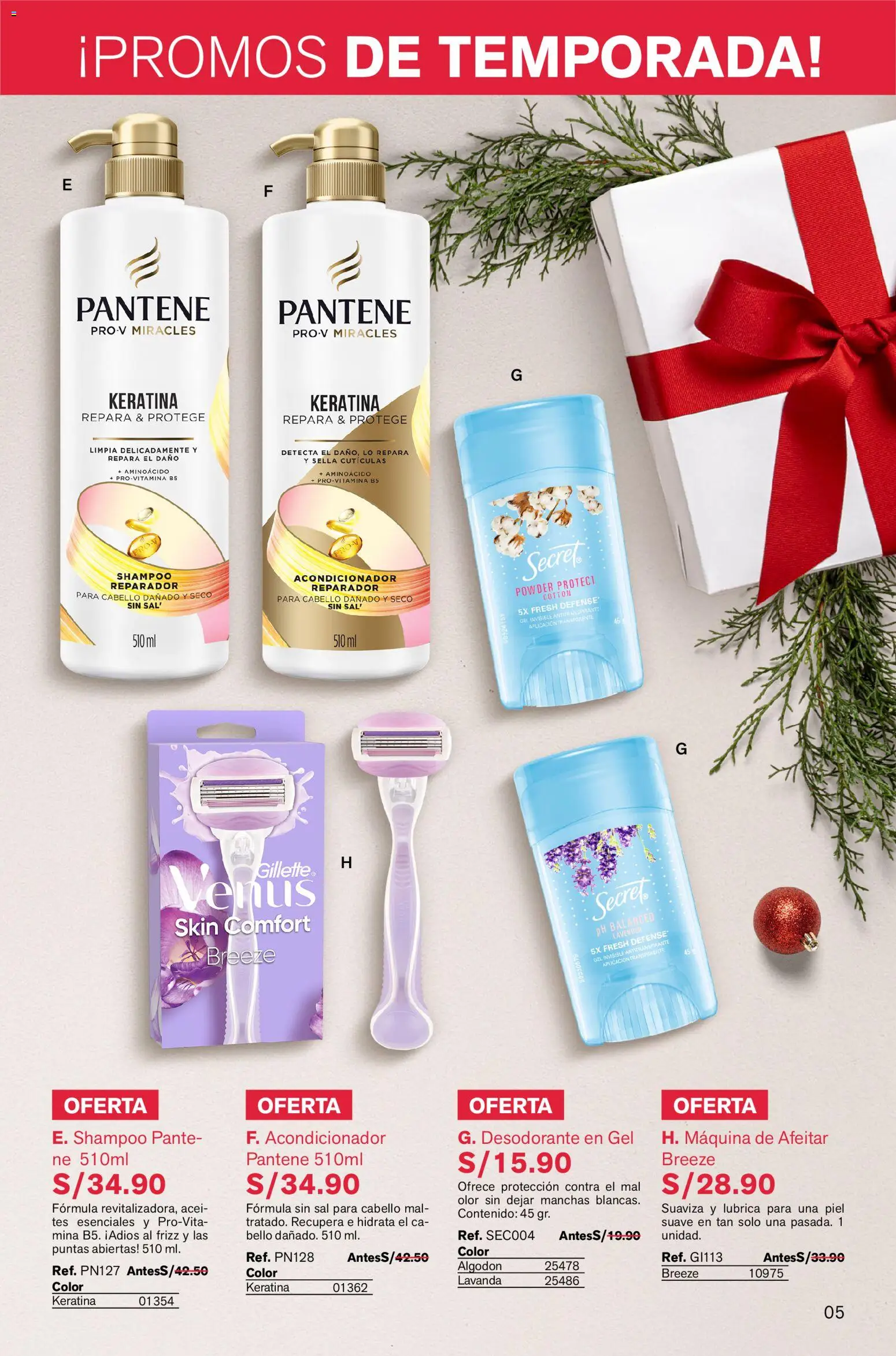 Catálogo Leonisa válido desde 05.12.2025 | Página: 5 | Productos: Acondicionador, Desodorante, Antitranspirante, Maquina de afeitar