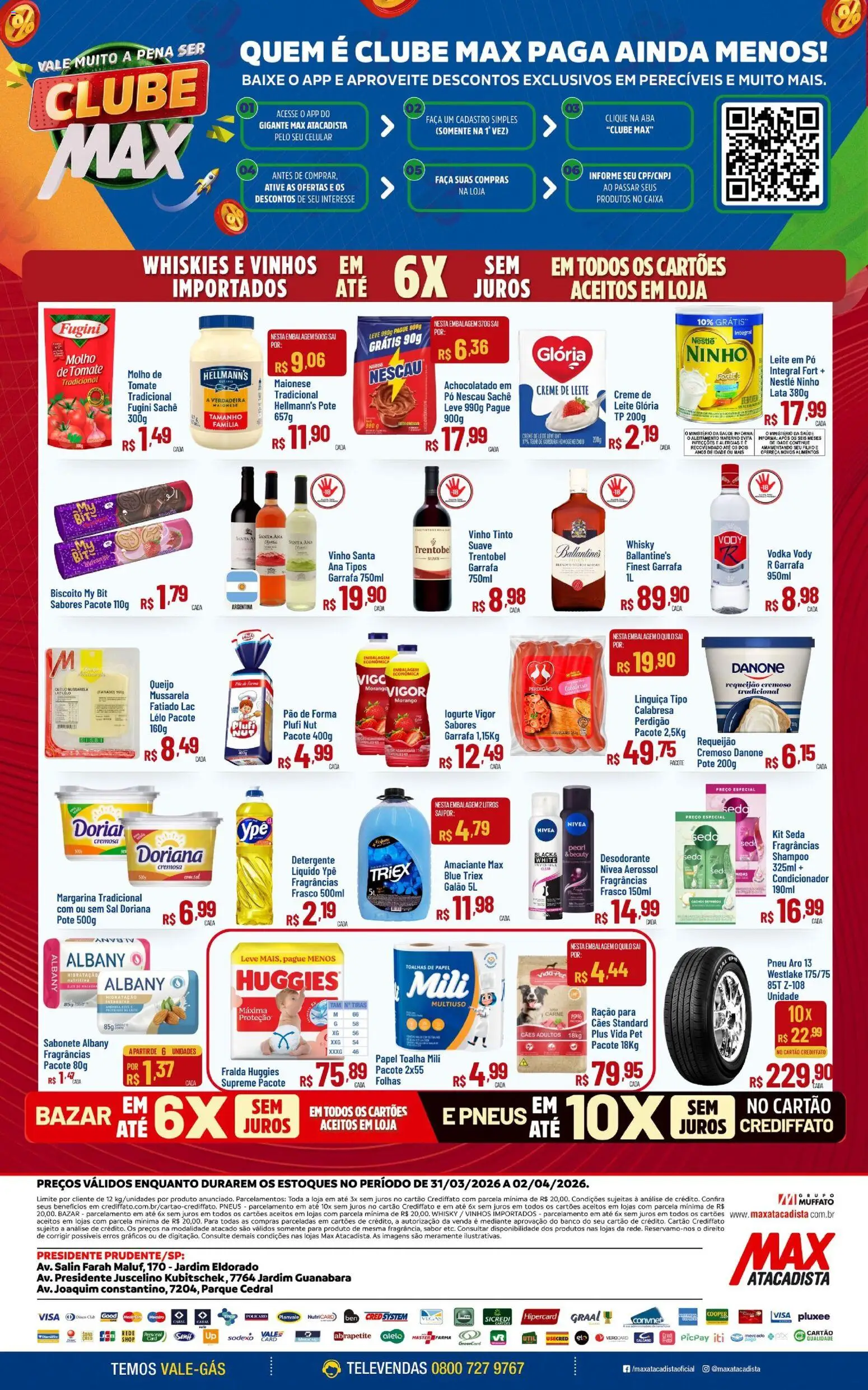Max Atacadista Folheto - válido de 31.03.2026 | Página: 2 | Produtos: Pneu, Faca, Pão, Margarina