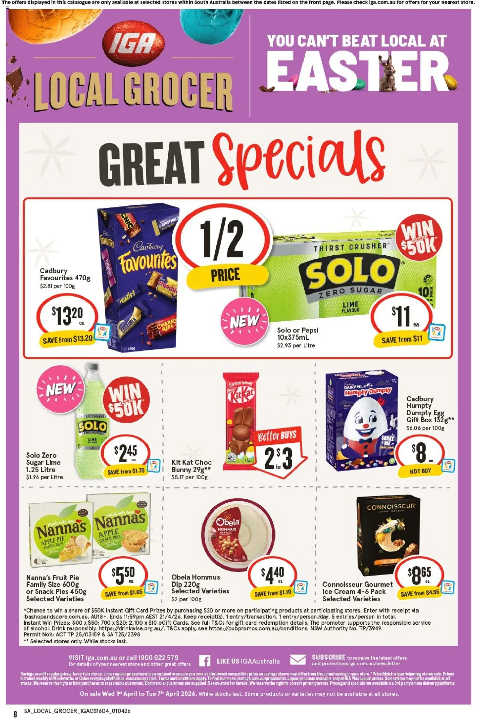 IGA catalogue - valid from 01.04.2026 | Page: 8 | Products: Shelf, Pepsi, Cream, Sugar