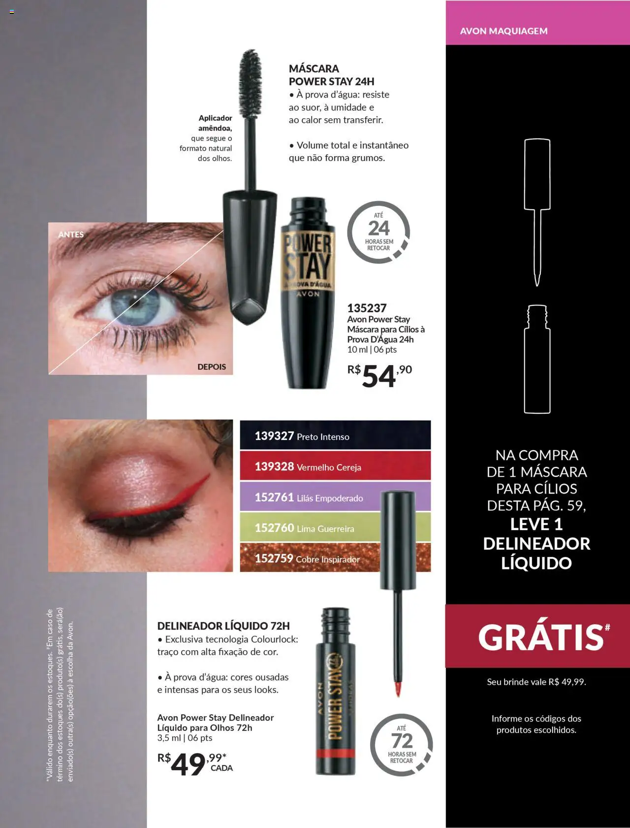 Avon Folheto - válido de 07.10.2025 | Página: 59 | Produtos: Cereja, Maquiagem, Máscara para cílios, Delineador