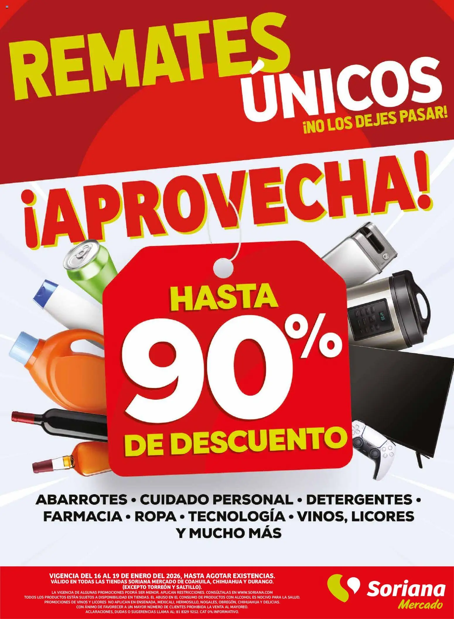 Nuevas ofertas de Soriana válidas en toda la República Mexicana desde el 16.01.2026. ¡Encuentra las mejores ofertas en Soriana - Fin de Semana Mercado: Coah, Chih y Dur! | Página: 12 | Productos: Ropa