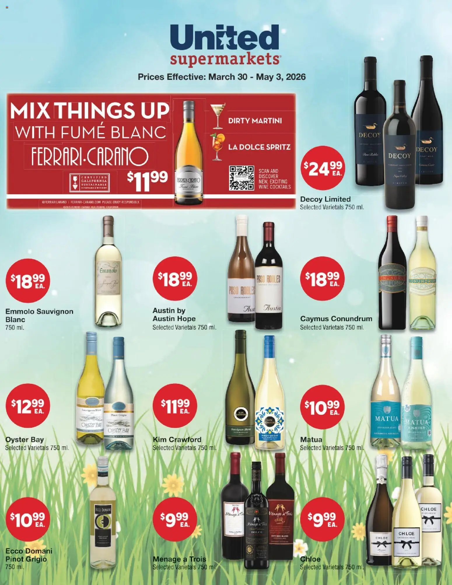 United Supermarkets April Alcohol Ad - valid from 30.03.2026 | Page: 2 | Products: Wine, Lighter