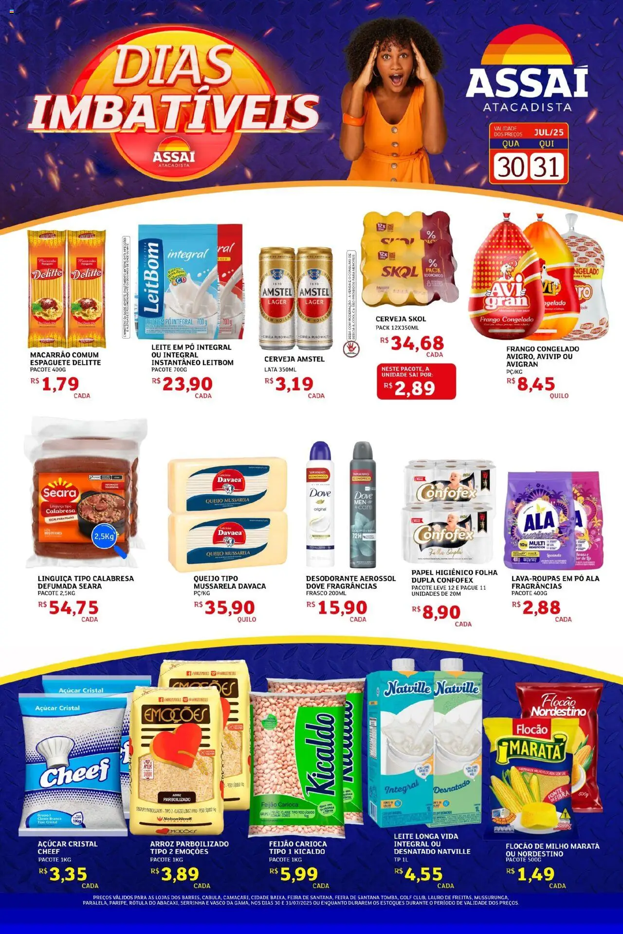Assaí Atacadista Folheto - válido de 30.07.2025 | Página: 1 | Produtos: Pó, Macarrão, Bebida, Leite em pó