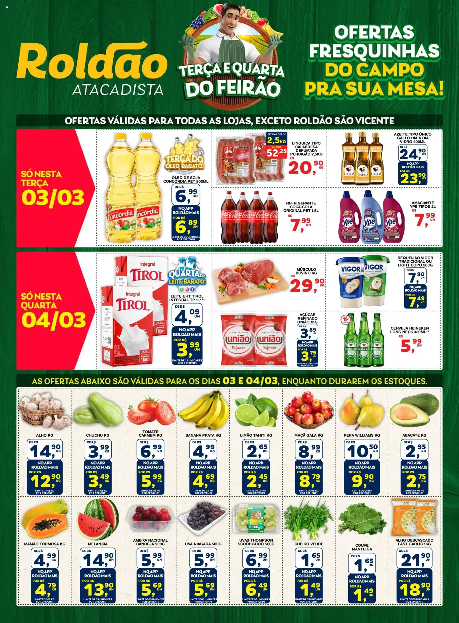 Roldão Folheto - válido de 03.03.2026 | Página: 1 | Produtos: Óleo, Açúcar, Refrigerante, Couve