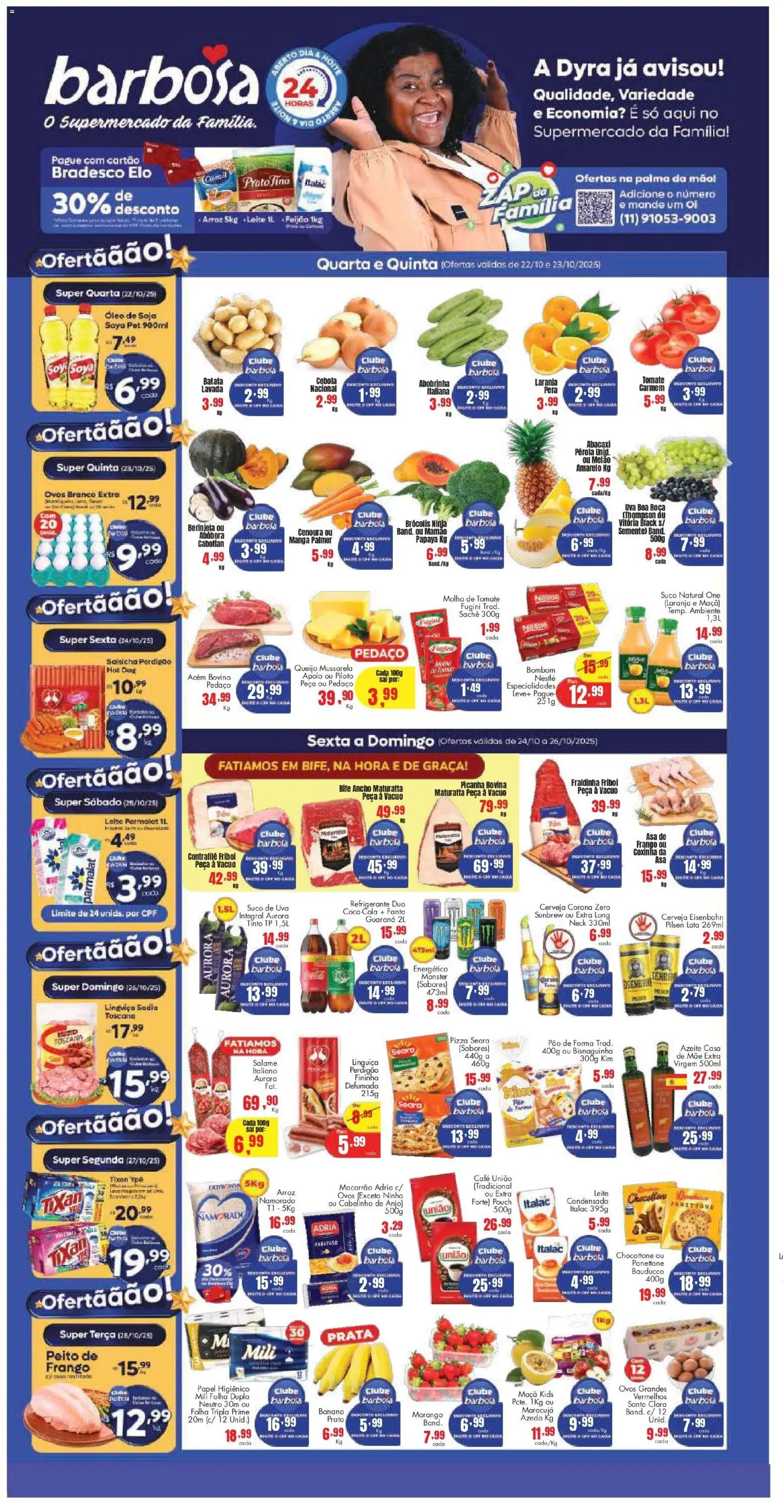 Barbosa Supermercados Folheto - válido de 22.10.2025 | Página: 1 | Produtos: Picanha, Batata, Monster, Azeite