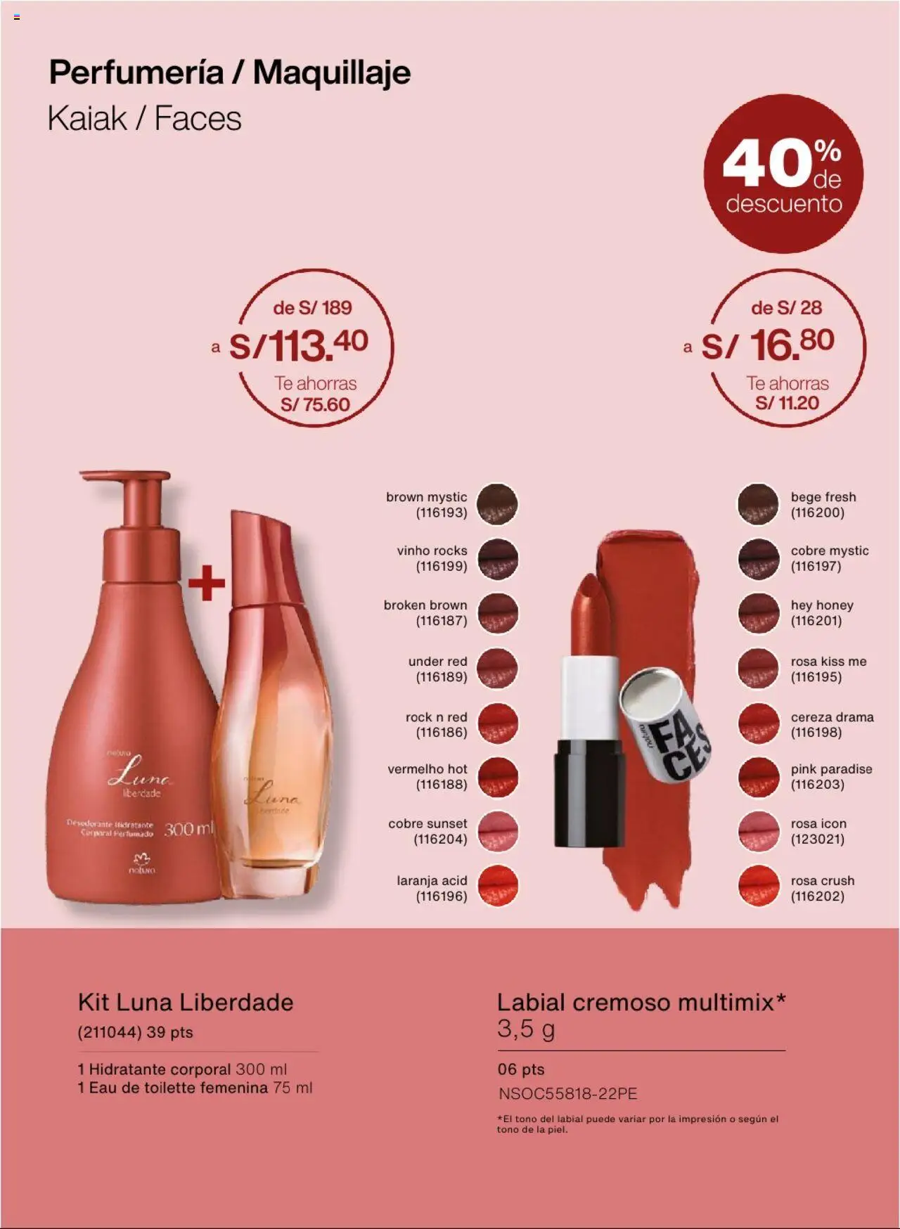 Catálogo Natura válido desde 13.08.2025 | Página: 9 | Productos: Desodorante, Té, EAU de Toilette, Maquillaje