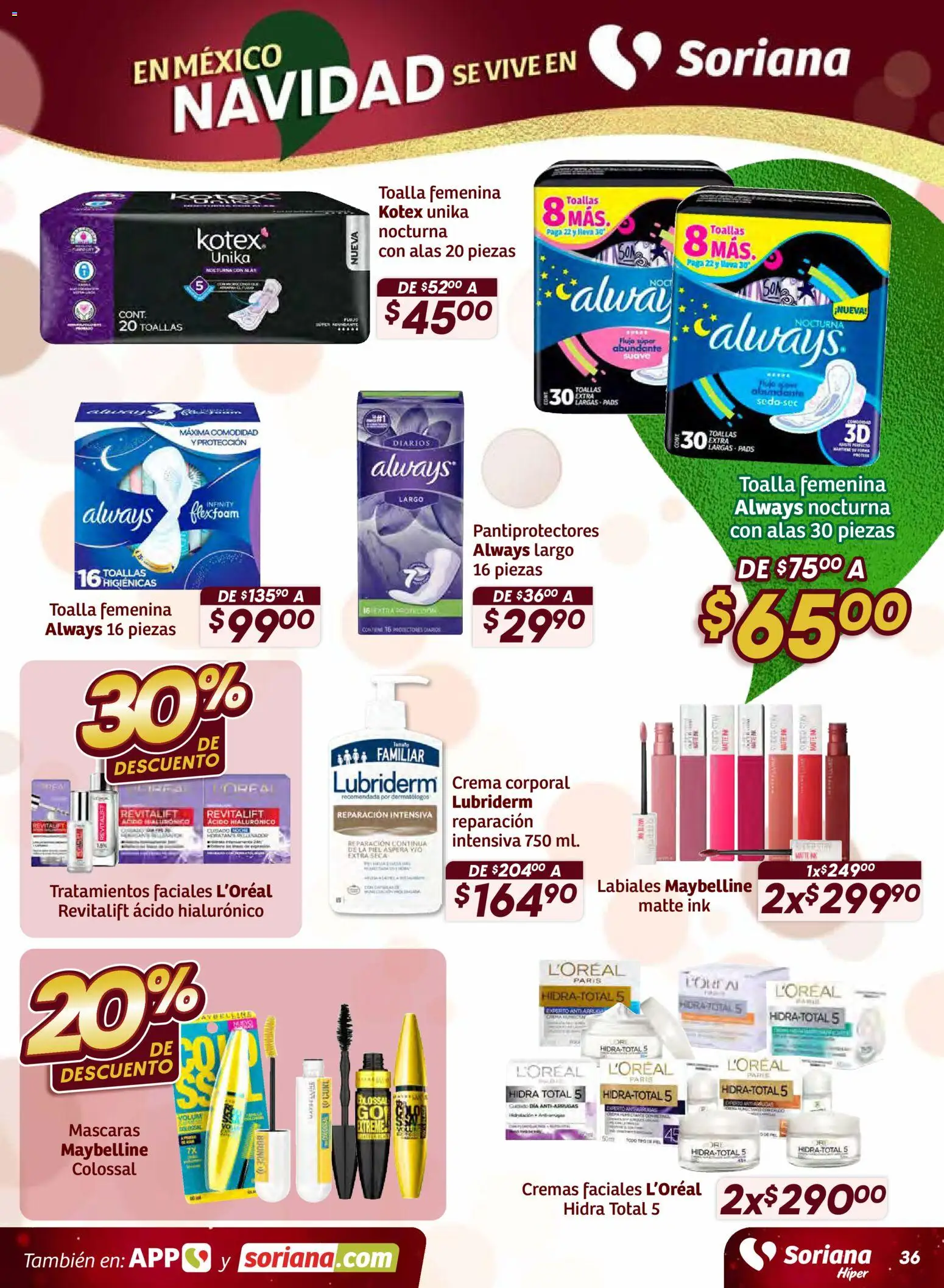 Nuevas ofertas de Soriana válidas en toda la República Mexicana desde el 11.12.2025. ¡Encuentra las mejores ofertas en Soriana - Preciazazaso Híper: Edo Mex, Gro, Hgo, Mor, Pue, Qto, Tlax, Ver! | Página: 36 | Productos: Crema, Toalla, Toallas, Crema corporal
