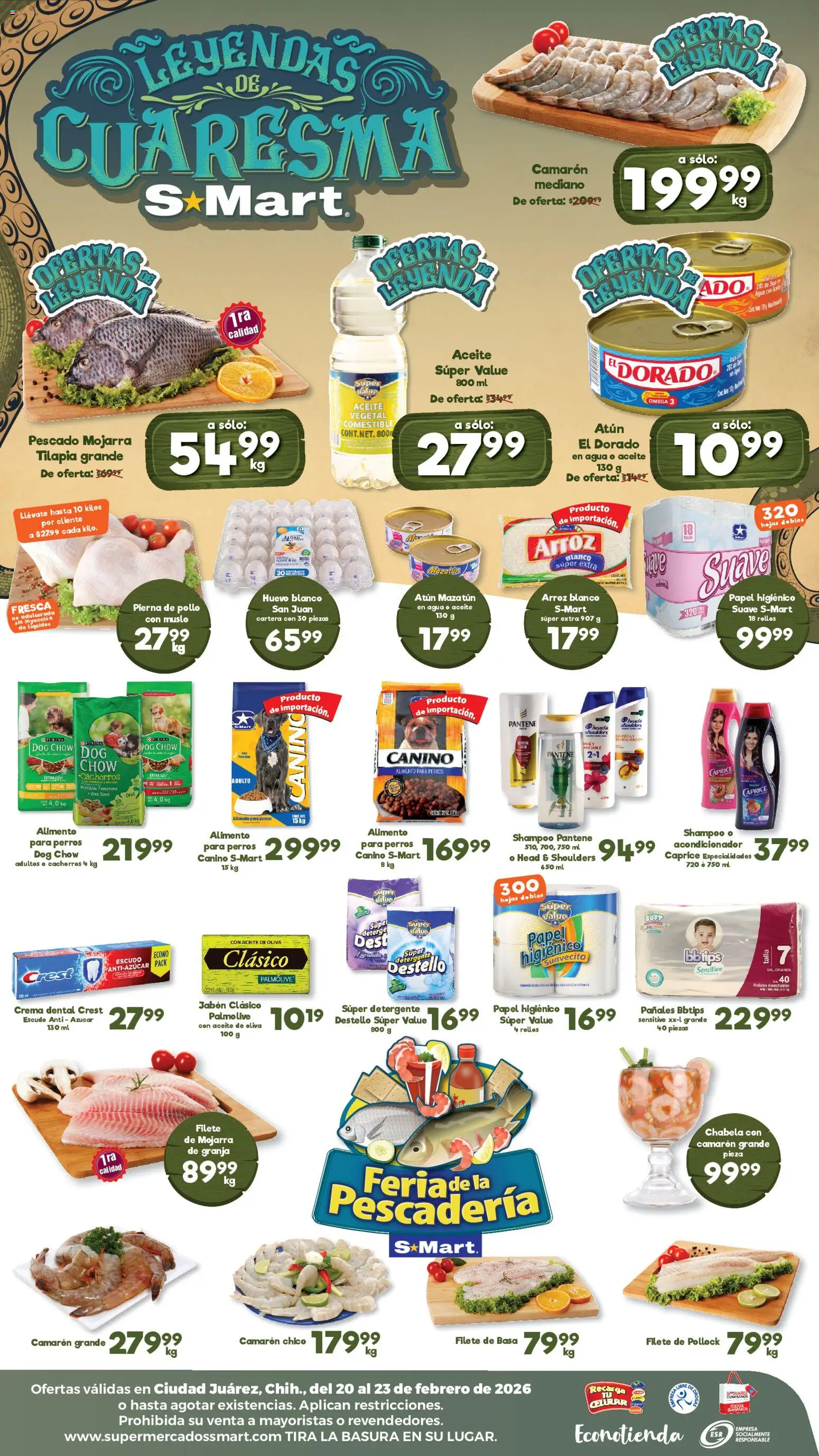 Nuevas ofertas de S-Mart válidas en toda la República Mexicana desde el 20.02.2026. ¡Encuentra las mejores ofertas en S-Mart folleto Juárez! | Página: 2 | Productos: Pollo, Crema, Agua, Jabón
