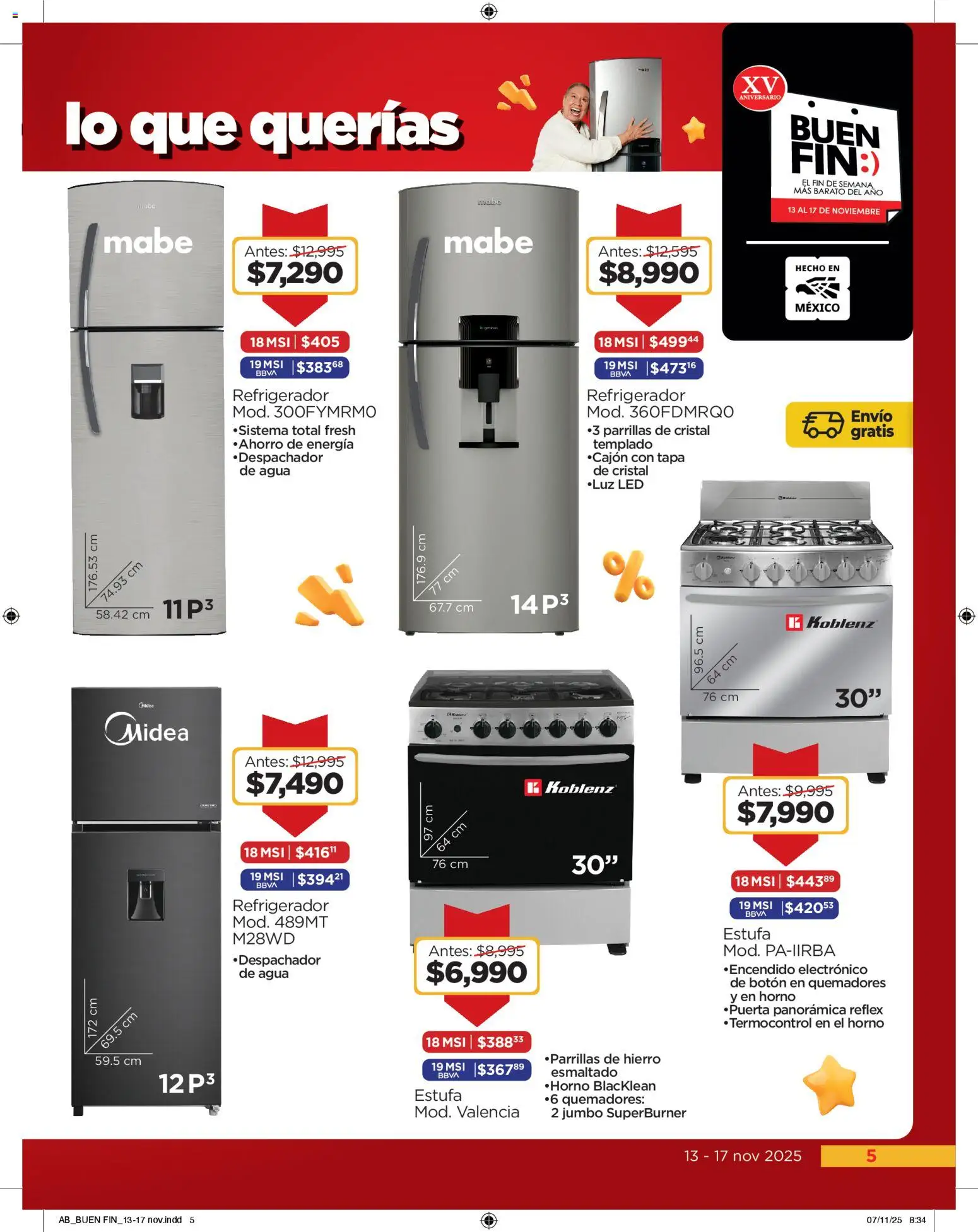 Nuevas ofertas de Chedraui válidas en toda la República Mexicana desde el 13.11.2025. ¡Encuentra las mejores ofertas en Chedraui Buen Fin! | Página: 5 | Productos: Refrigerador, Horno, Agua, El horno