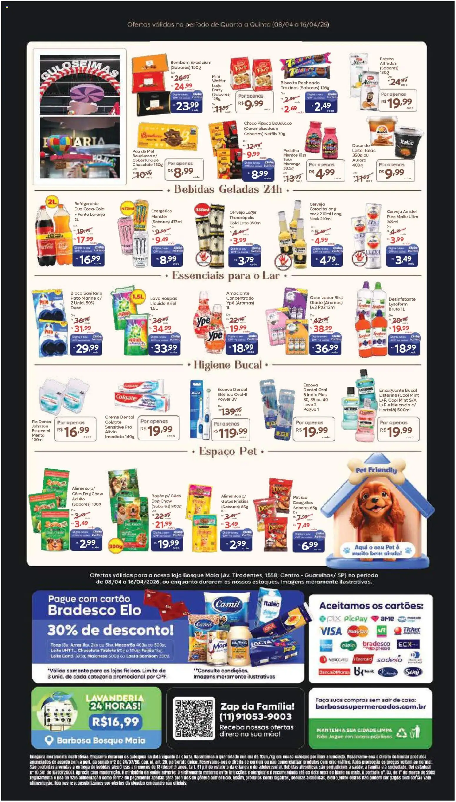 Barbosa Supermercados Folheto - válido de 08.04.2026 | Página: 4 | Produtos: Ariel, Biscoito, Monster, Bombom