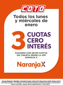 Vista previa Coto - NaranjaX válido desde el 01.01.2026