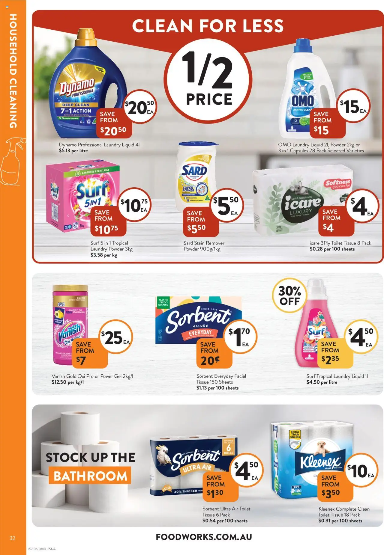 Foodworks catalogue - valid from 08.10.2025 | Page: 32 | Products: Toilet, Household, Powder, Stain remover