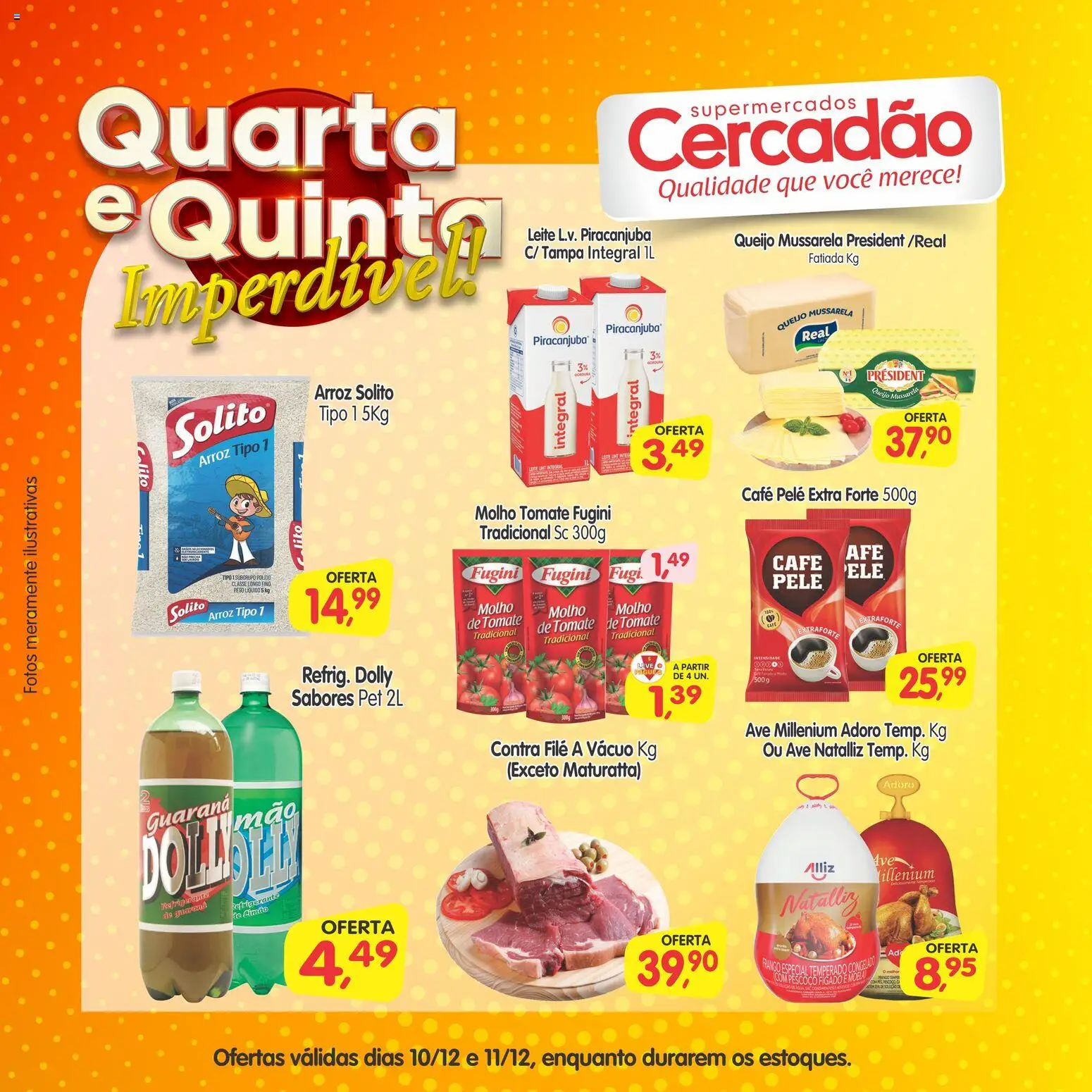 Cercadão Folheto - válido de 10.12.2025 | Página: 1 | Produtos: Contra filé, Arroz, Refrigerante, Mussarela
