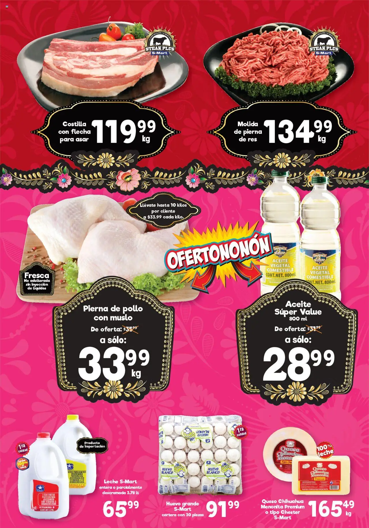 Nuevas ofertas de S-Mart válidas en toda la República Mexicana desde el 22.08.2025. ¡Encuentra las mejores ofertas en S-Mart - Folleto! | Página: 1 | Productos: Pollo, Huevo, Leche, Aceite