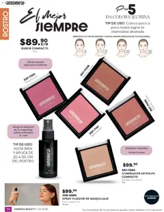 Vista previa de Andrea catálogo Beauty, nuevo folleto de la tienda, válido en México a partir del 31.10.2025 | Página: 34 | Productos: Iluminador, Fijador, Polvo, Rubor