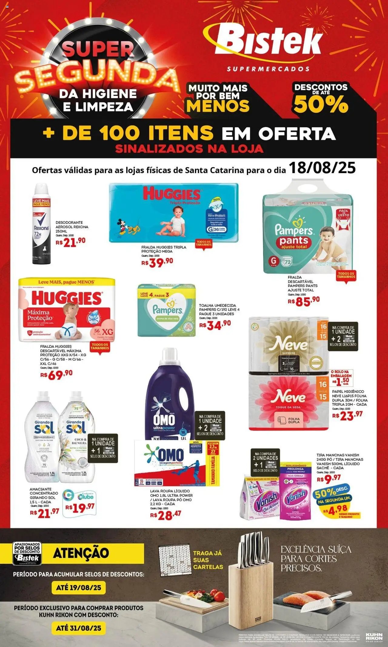 Bistek Supermercados Folheto - válido de 18.08.2025 | Página: 1 | Produtos: Pampers, Rolo, Girando sol, Rexona