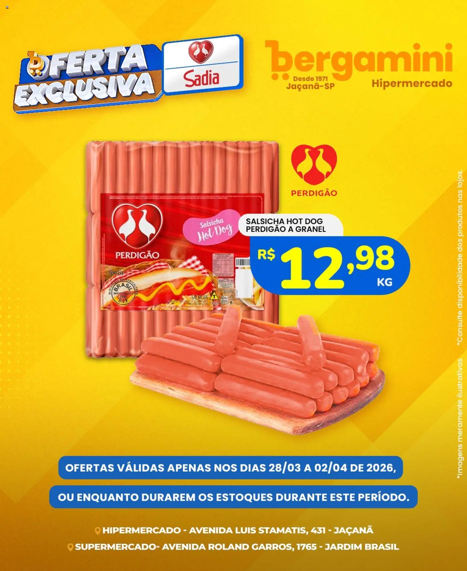 Supermercado Bergamini Folheto - válido de 28.03.2026 | Página: 1 | Produtos: Salsicha