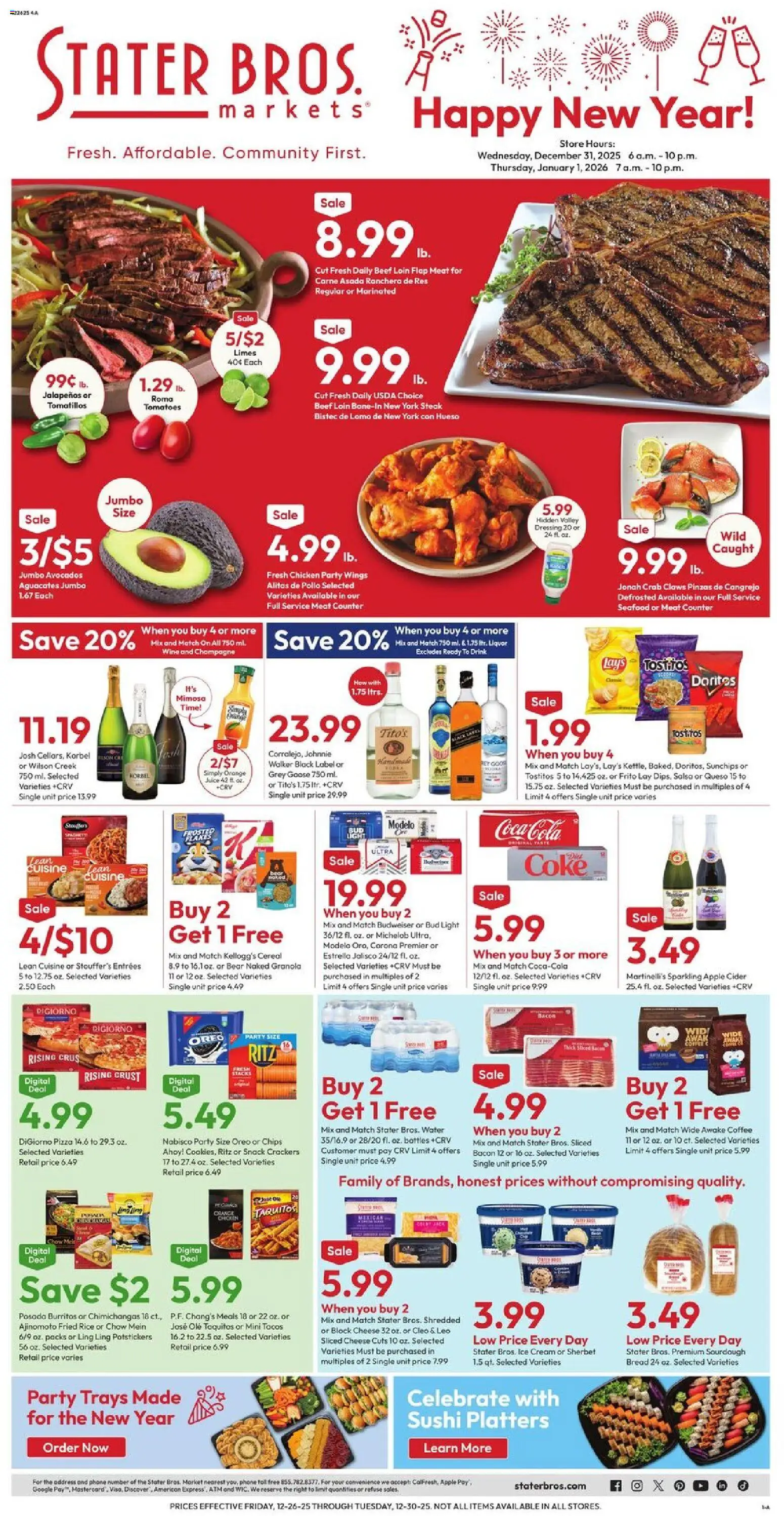 Stater Bros Weekly Ad - valid from 26.12.2025 | Page: 1 | Products: Chips, Cream, Water, Phone