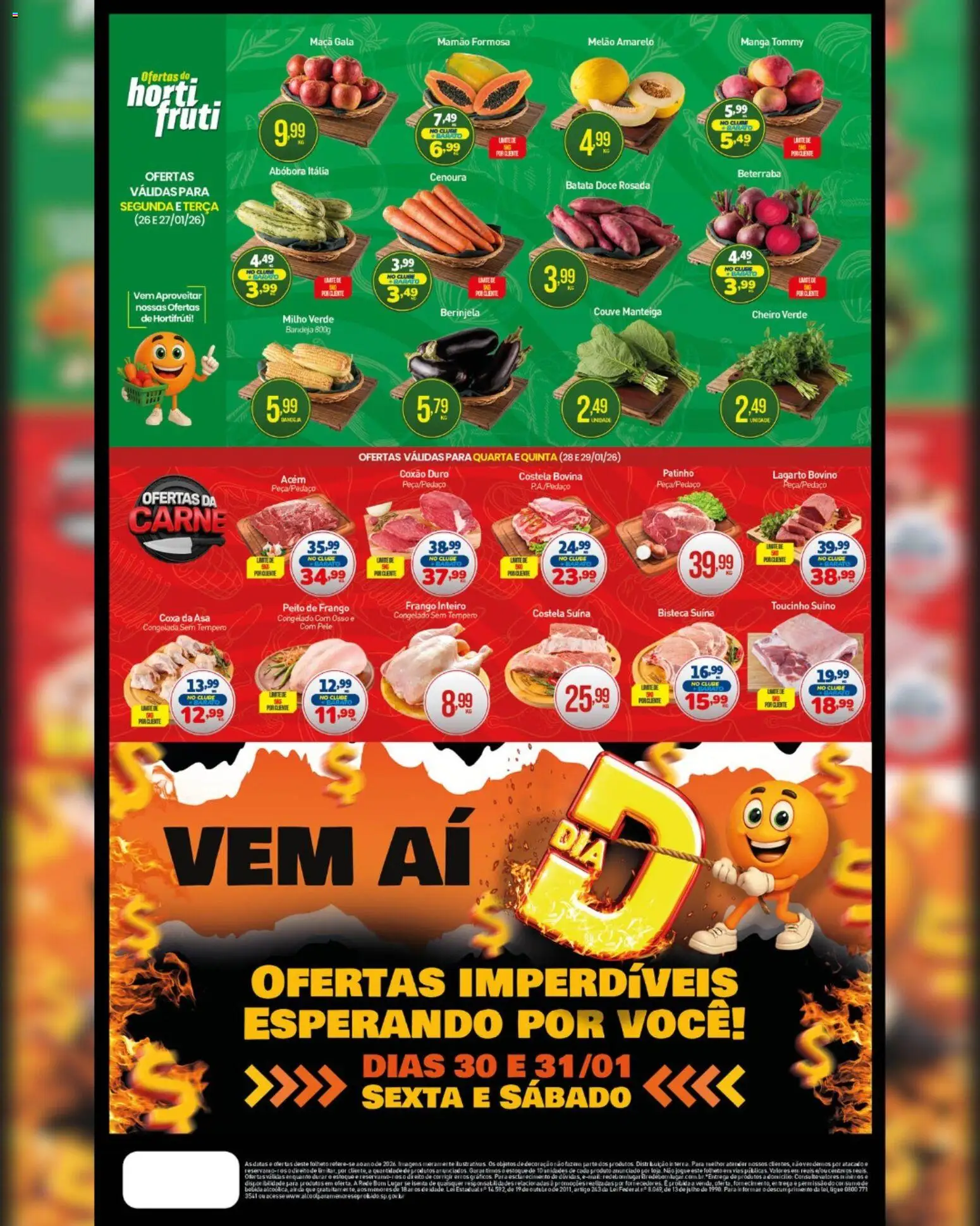 Rede Bom Lugar Folheto - válido de 26.01.2026 | Página: 4 | Produtos: Melão, Acém, Cenoura, Peito de frango