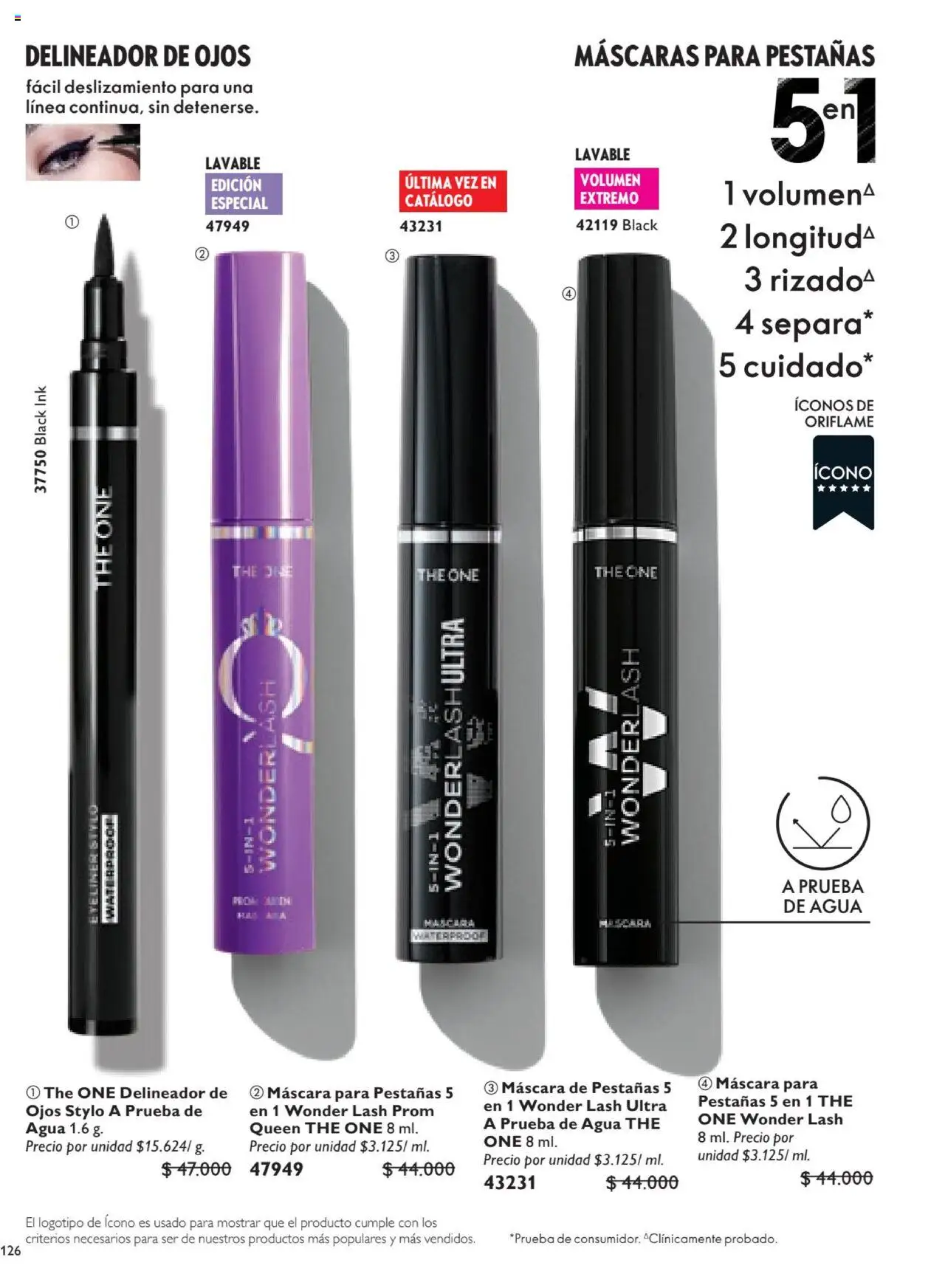 Oriflame revista - valida desde el 12.07.2025 | Página: 126 | Productos: Agua, Máscara, Delineador de ojos, Delineador