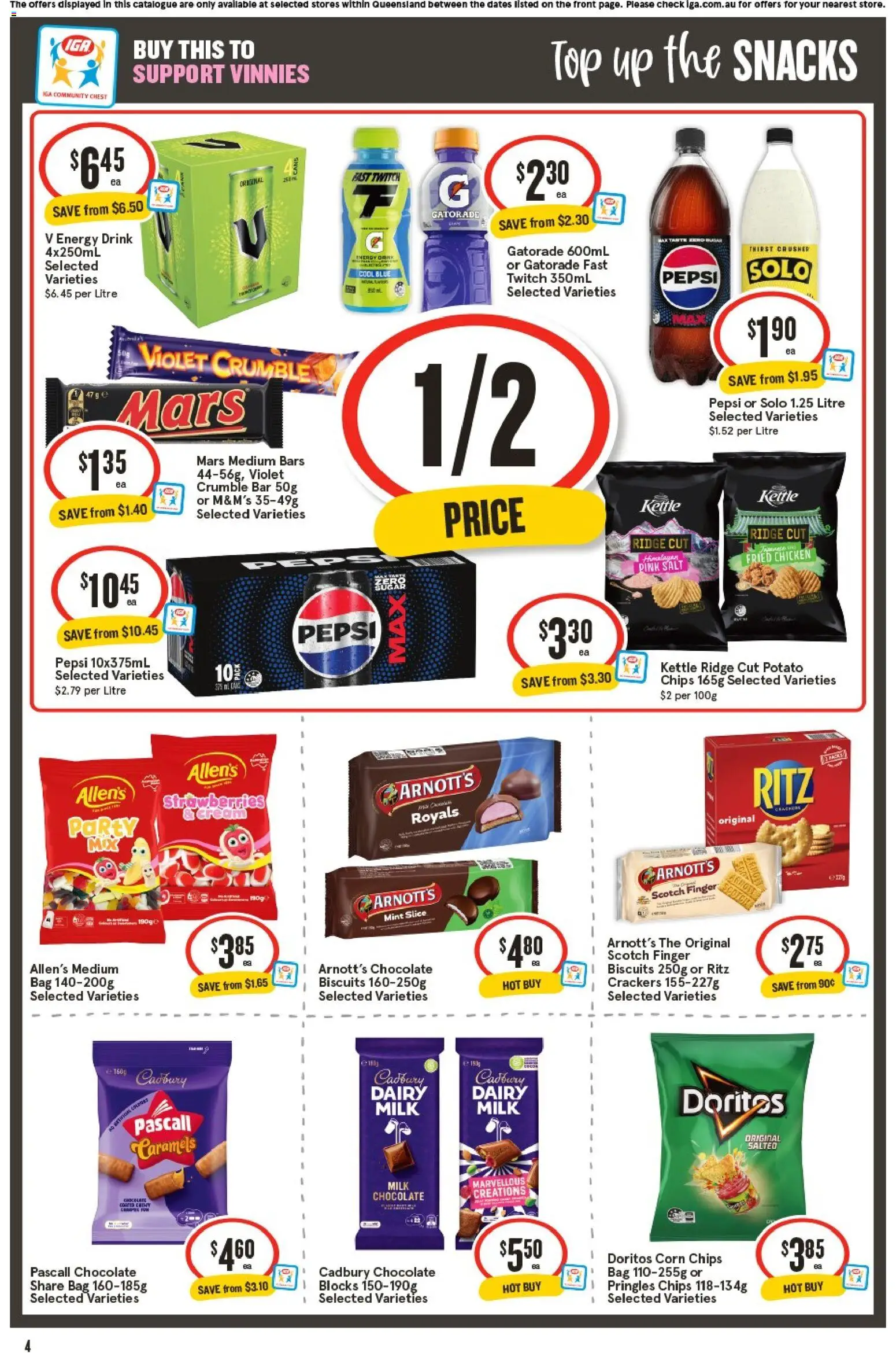 IGA catalogue - valid from 10.12.2025 | Page: 4 | Products: Milk, Energy drink, Chicken, Scotch