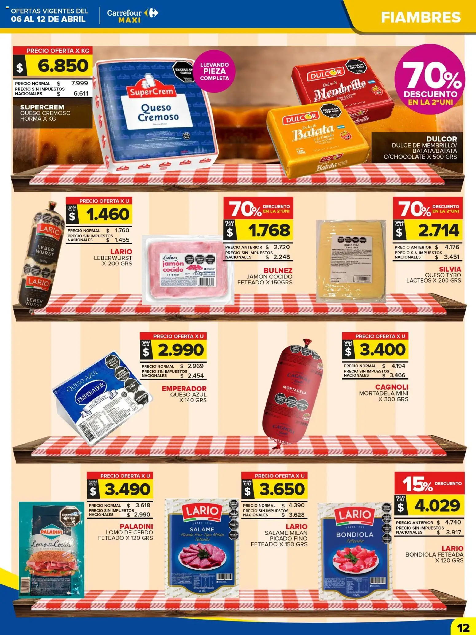 Carrefour Maxi catálogo │ válido desde el 06.04.2026 | Página: 12 | Productos: Jamón cocido, Batata, Queso, Cerdo