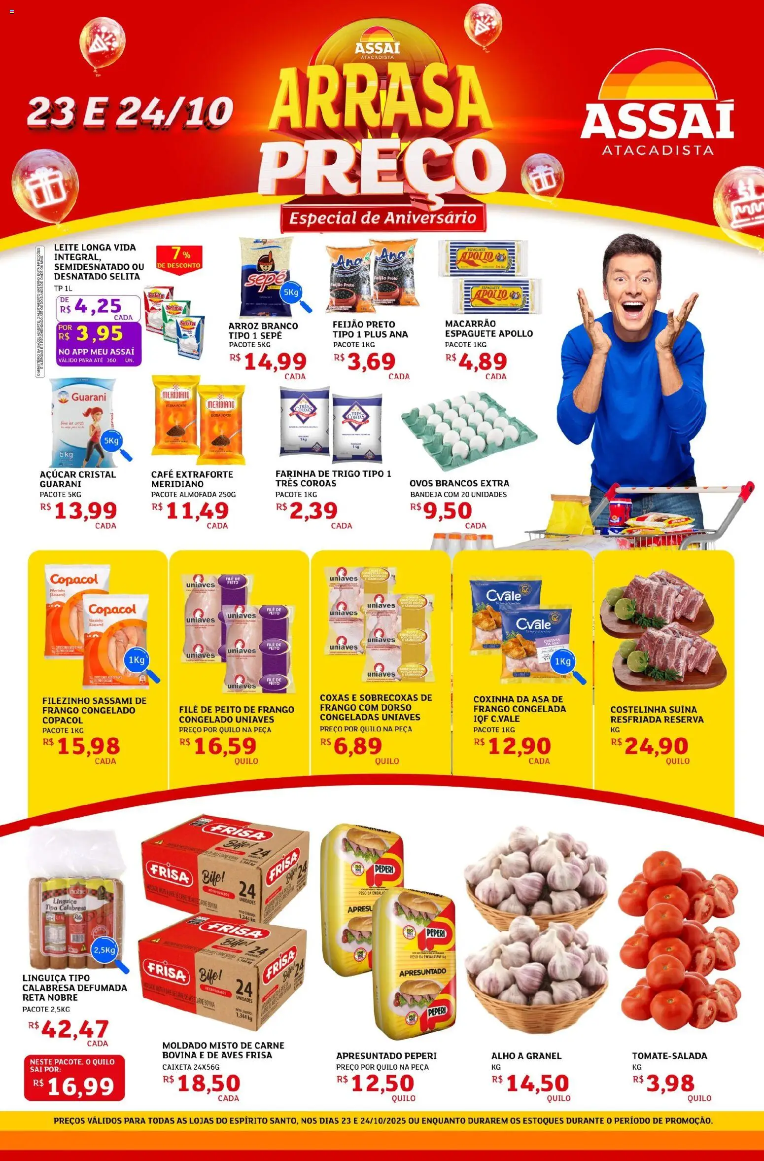 Assaí Atacadista Folheto - válido de 23.10.2025 | Página: 1 | Produtos: Almofada, Linguiça, Leite, Açúcar