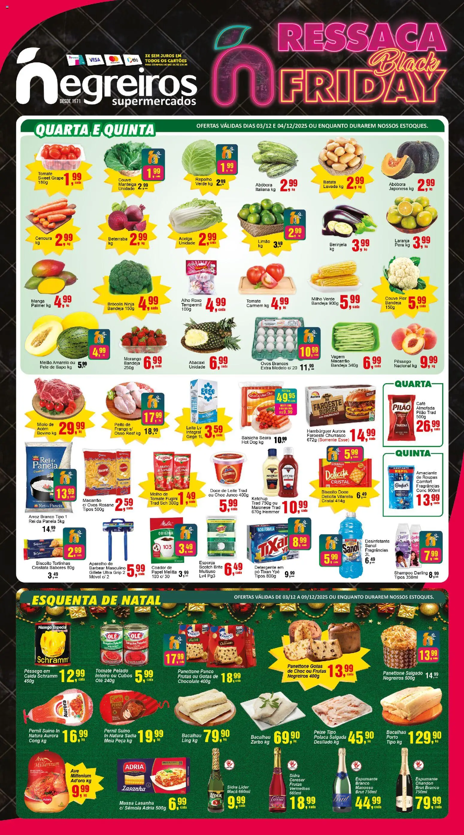Negreiros Folheto - válido de 03.12.2025 | Página: 1 | Produtos: Shampoo, Molho de tomate, Panettone, Salsicha