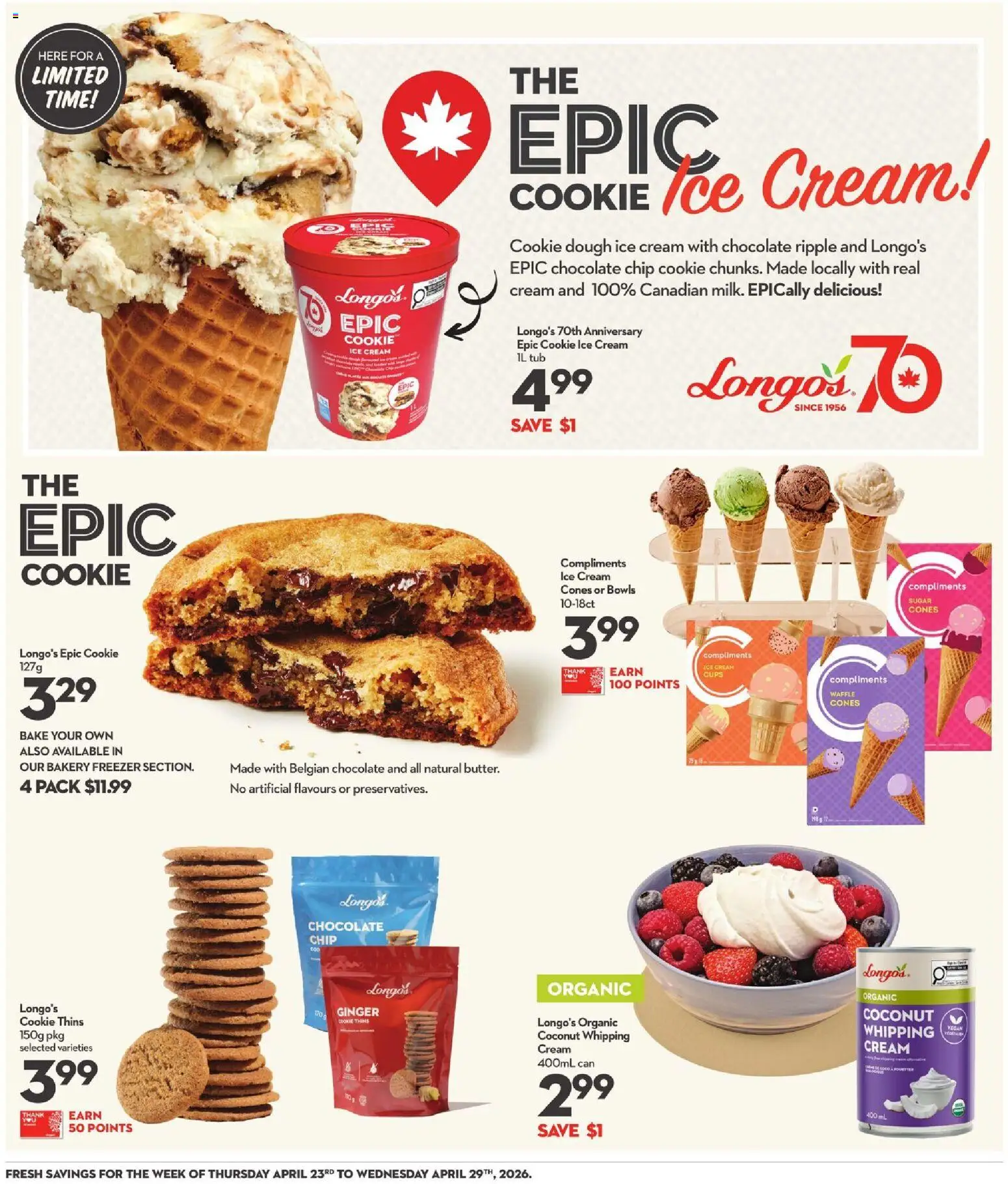 Longo's flyer valid from 23.04.2026 | Page: 13 | Products: Ice cream, Freezer, Bakery, Chocolate