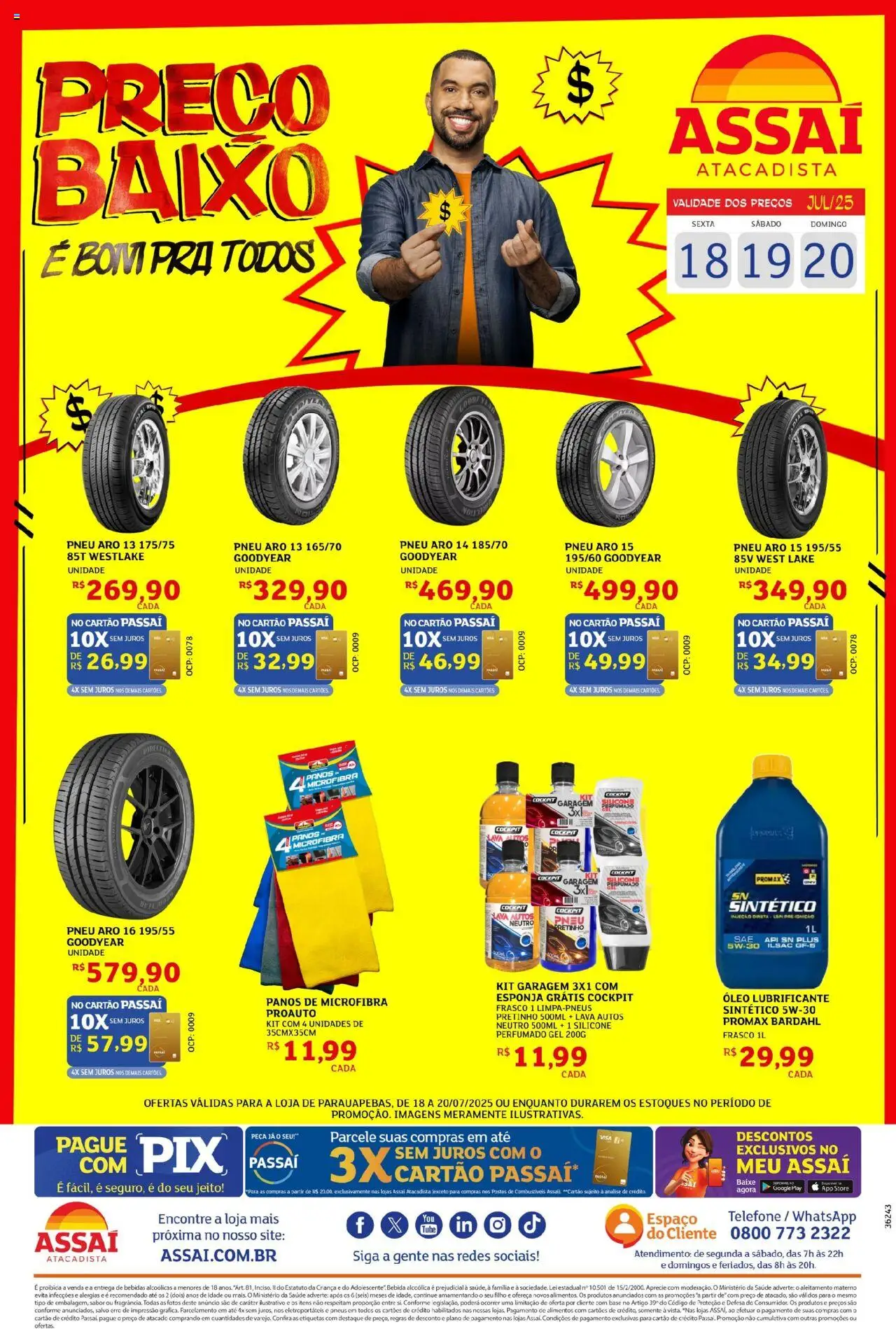 Assaí Atacadista Folheto - válido de 18.07.2025 | Página: 1 | Produtos: Esponja, Óleo, Baixo, Telefone