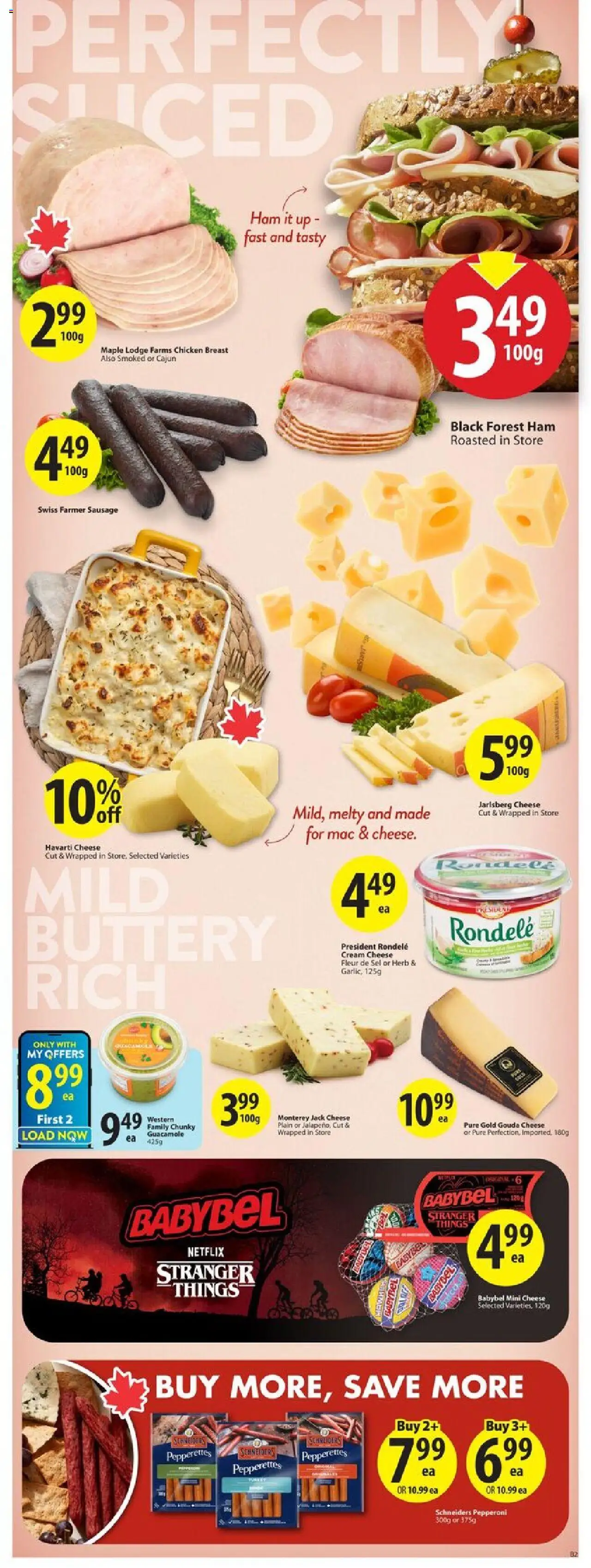Save on foods flyer valid from 16.10.2025 | Page: 12 | Products: Cream, Cheese, Ham, Chicken