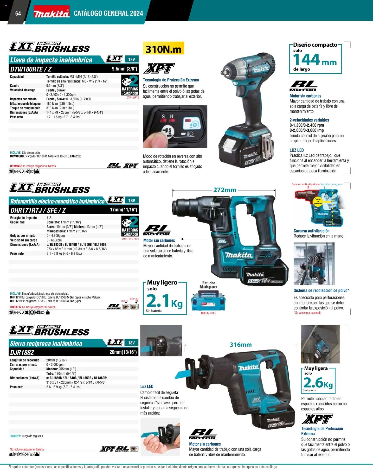 Nuevas ofertas de Makita válidas en toda la República Mexicana desde el 01.01.2024. ¡Encuentra las mejores ofertas en Makita catálogo General! | Página: 64 | Productos: Rotomartillo, Batería, Polvo, Llave