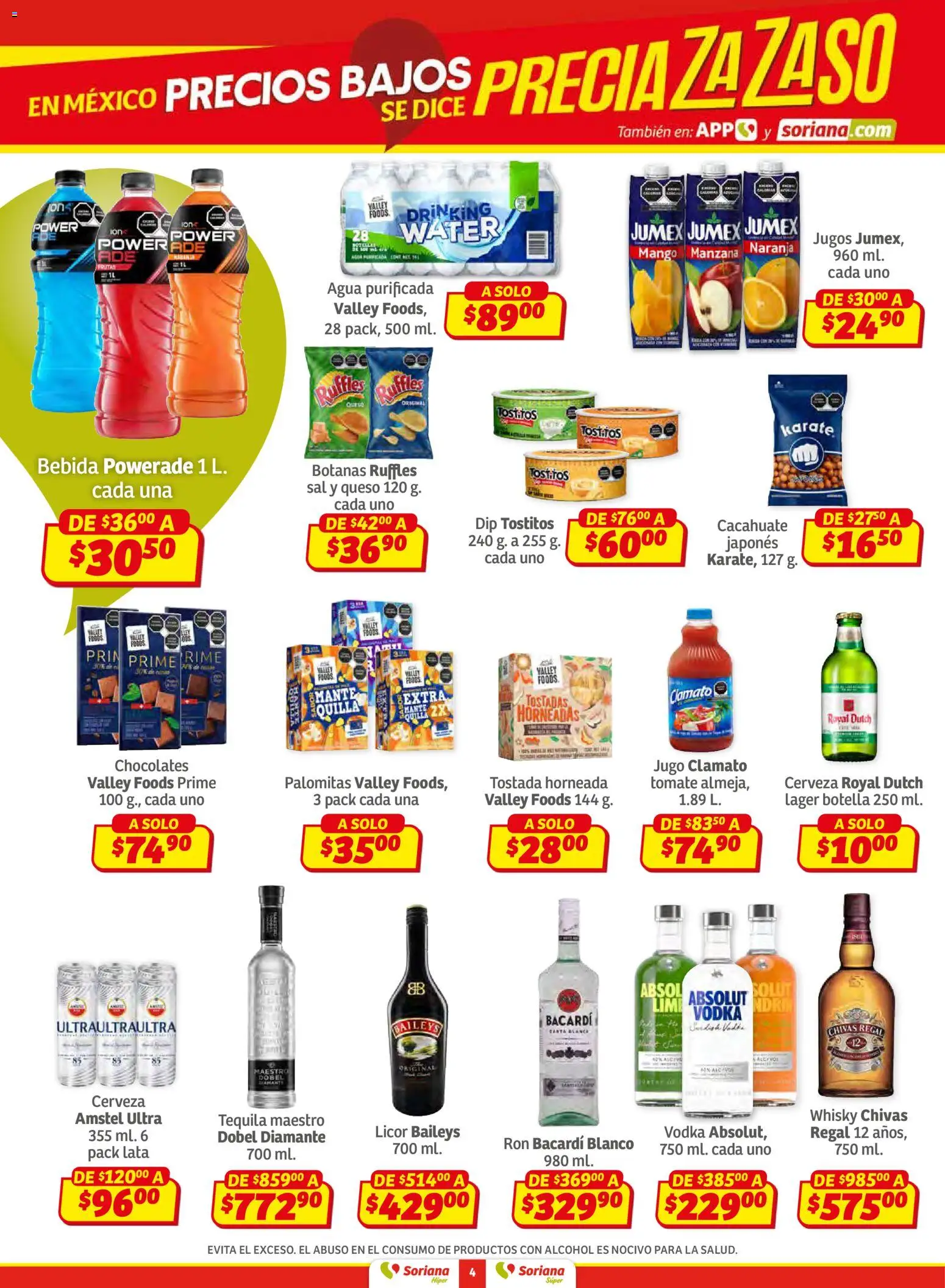 Nuevas ofertas de Soriana válidas en toda la República Mexicana desde el 26.02.2026. ¡Encuentra las mejores ofertas en Soriana - Preciazazaso Súper: Coah, Dur, NL, SLP, Tamps, Zac! | Página: 4 | Productos: Mango, Jugo, Vodka, Whisky