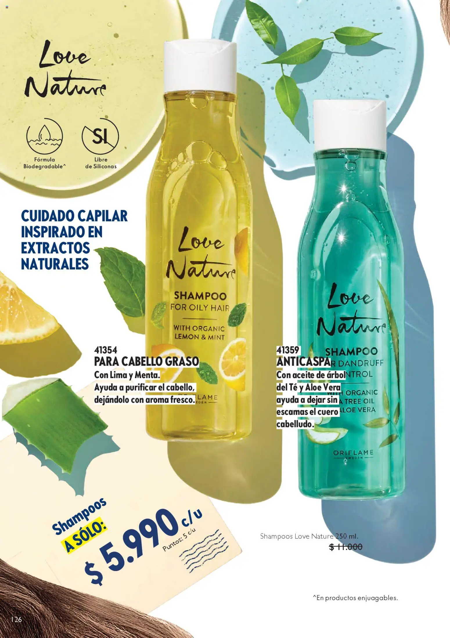 Oriflame catálogo │ válido desde el 14.02.2026 | Página: 126 | Productos: Lima, Shampoo, Té, Aceite