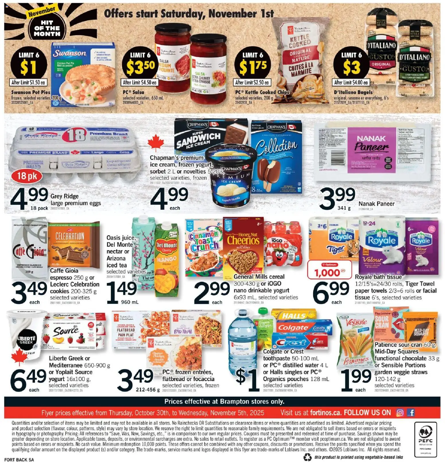 Fortinos flyer valid from 30.10.2025 | Page: 2 | Products: Ice cream, PC, Kettle, Toothpaste