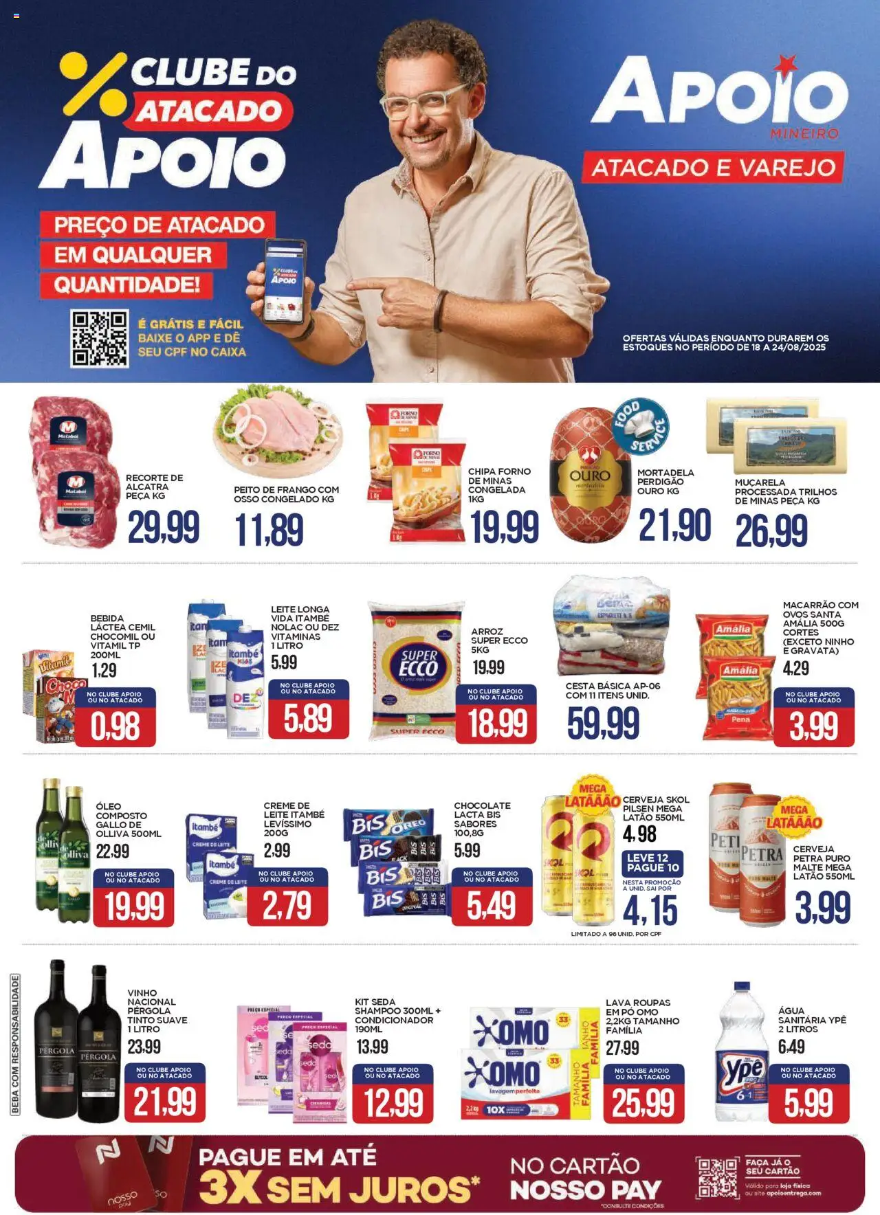 Apoio Mineiro Folheto - válido de 18.08.2025 | Página: 1 | Produtos: Alcatra, Caixa, Leite, Chipa Forno de Minas